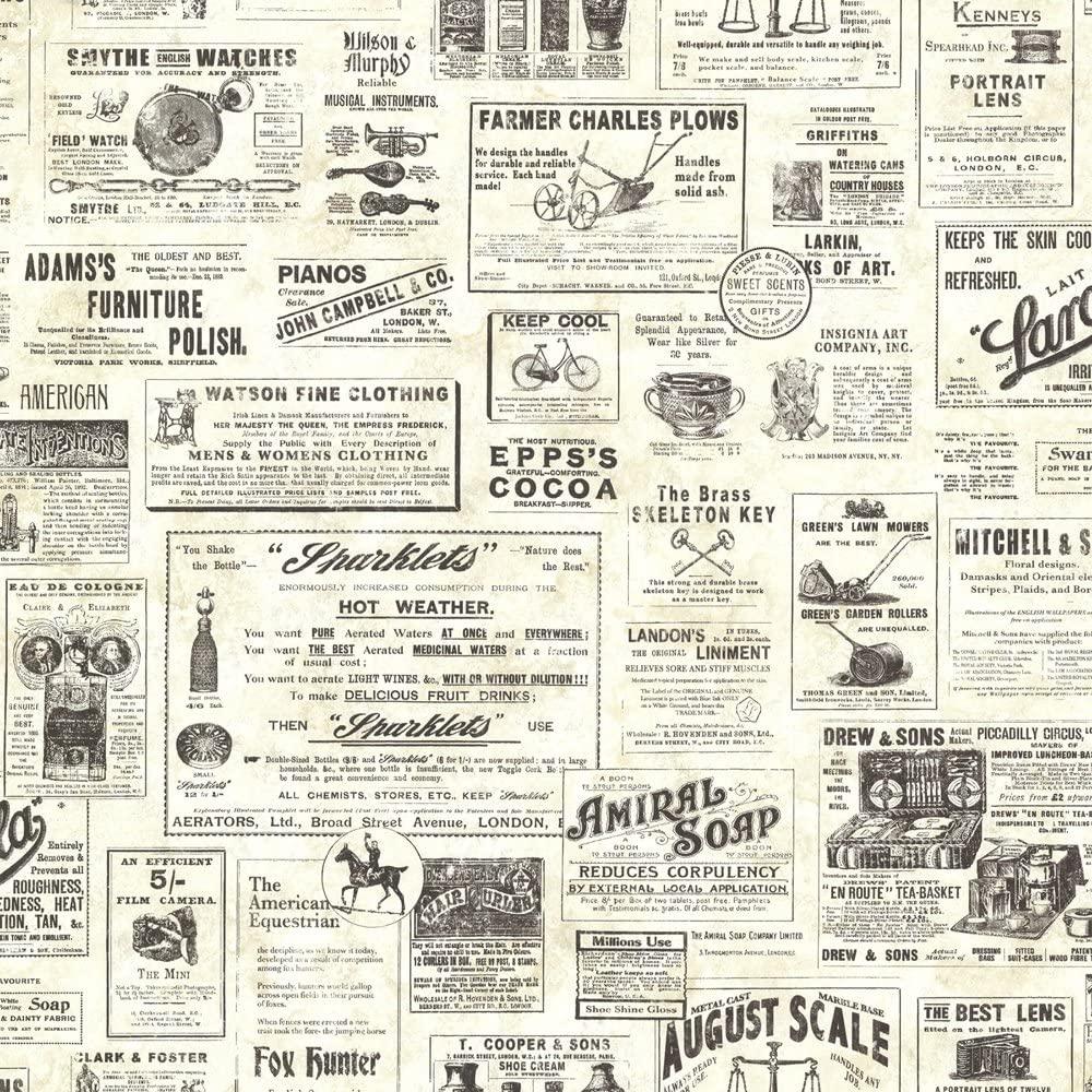 1000x1000 Chesapeake CTR64271 Adamstown Cream Vintage Newspaper hình nền