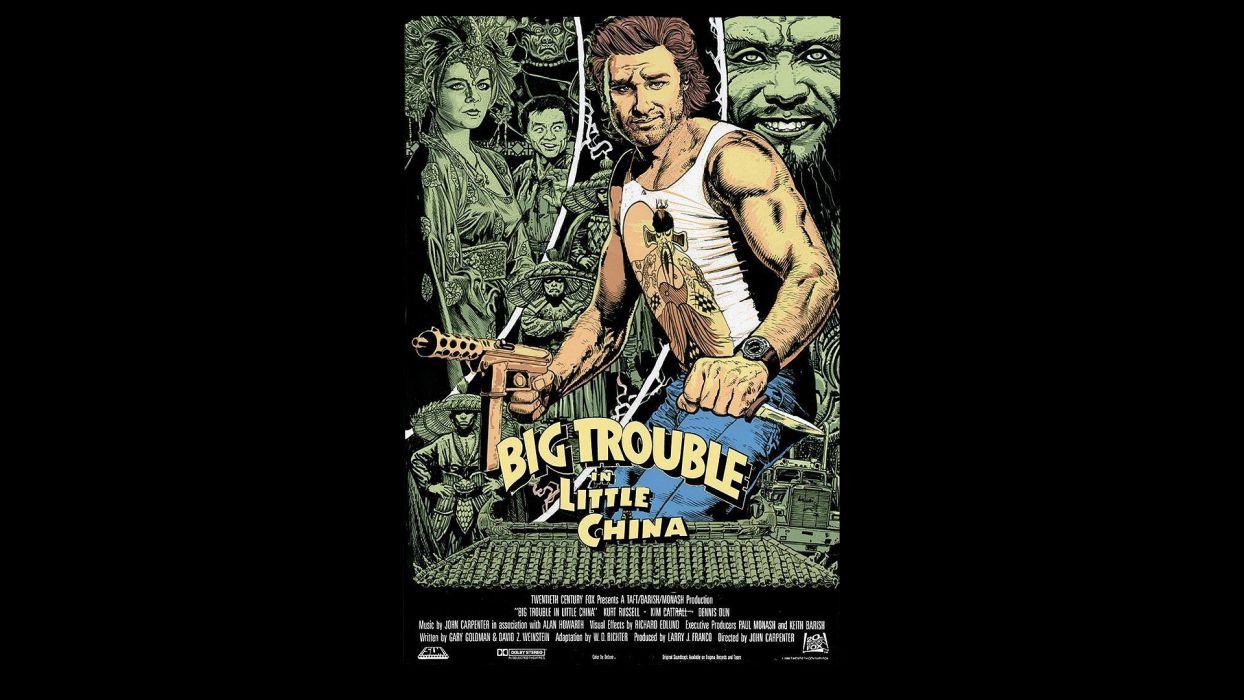 1244x700 Movies Big Trouble in Little China Kim Cattrall Kurt Russell black background John Carpenter wallpaperx1080