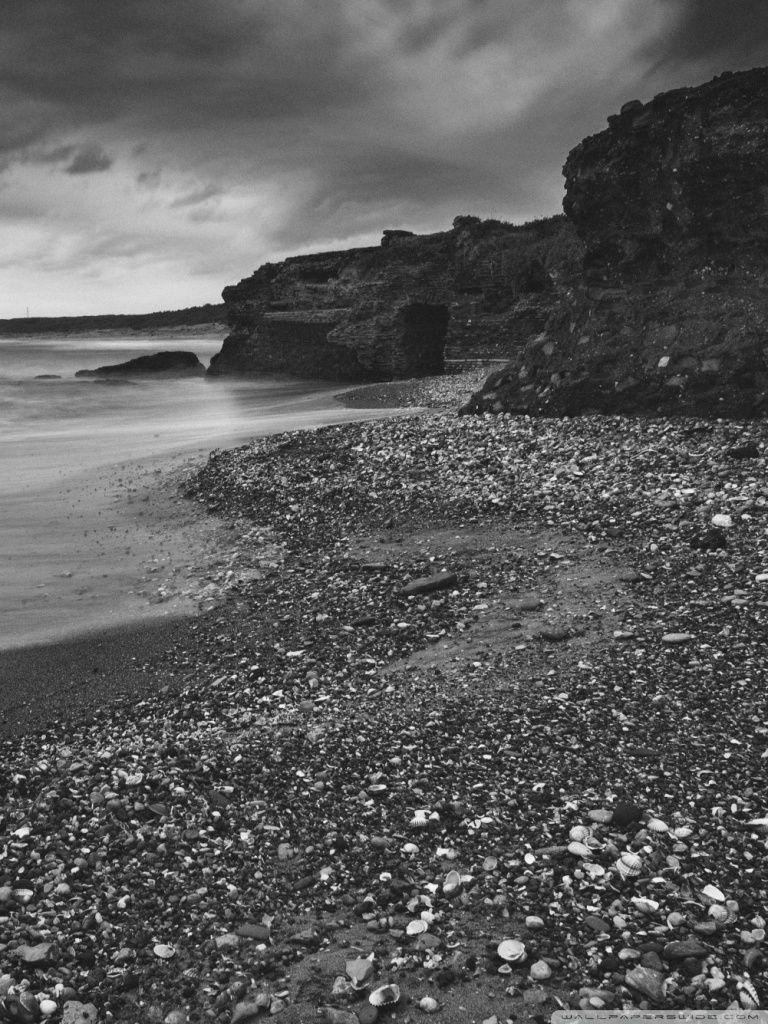 768x1024 Black And White Wallpaper Beach