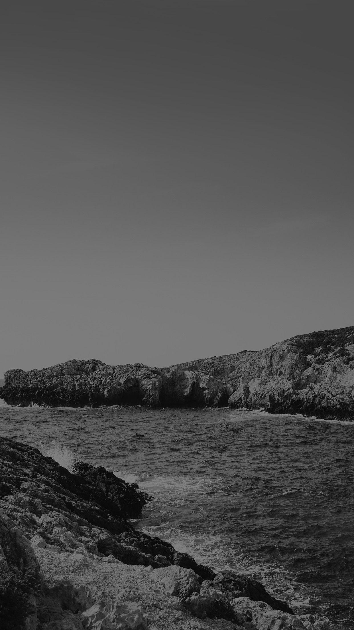 1242x2208 One Sunny Day Beach Rock Sea Nature Black Bw Android wallpaper HD wallpaper