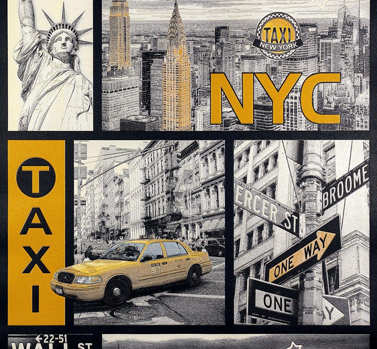 1200x1111 Kids Wallpaper New York Taxi Grey Yellow Gloss 30045 1