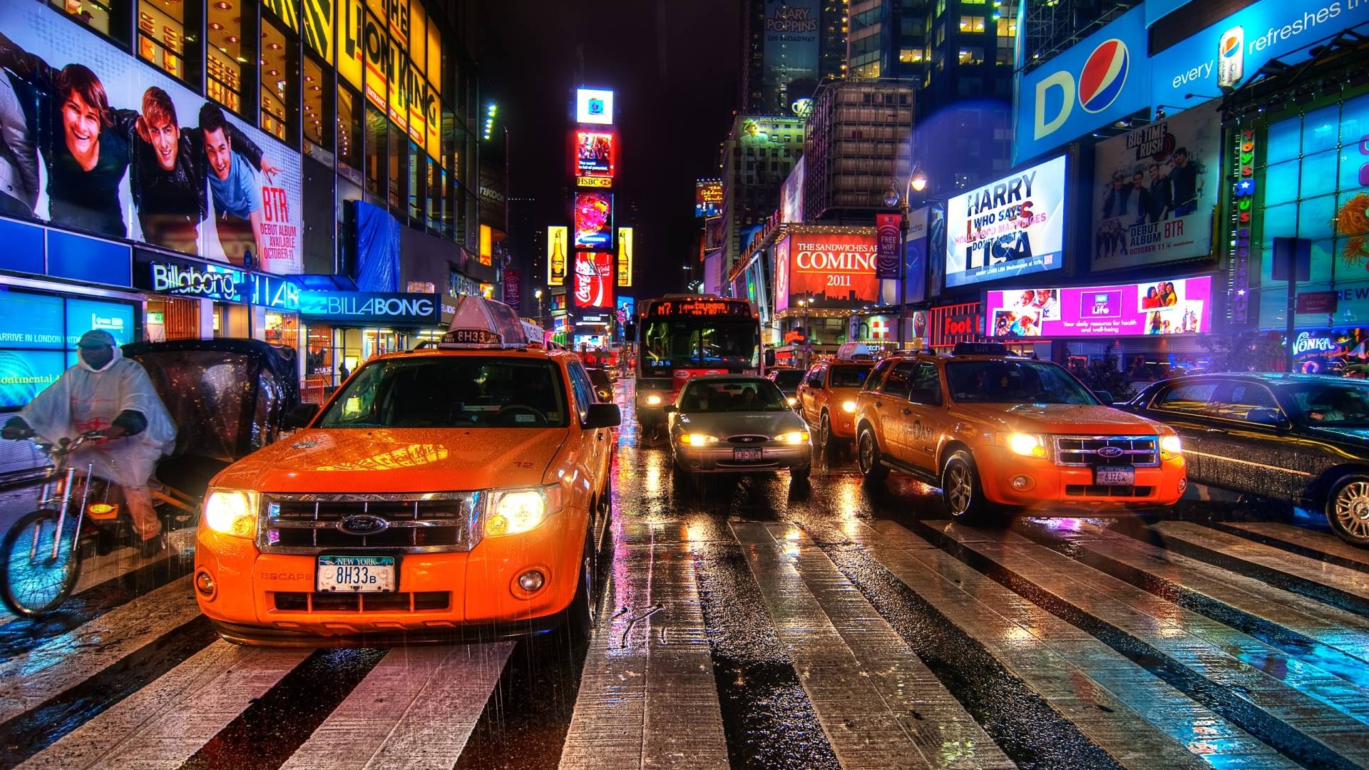 1920x1080 new york, night, taxi 1080P Laptop Full HD Wallpaper, HD City 4K Wallpaper, Image, Photo and Background