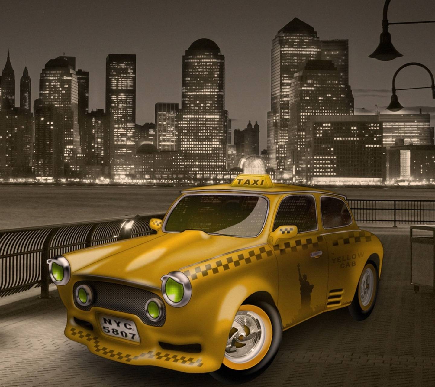 1440x1280 New York Taxi wallpaper