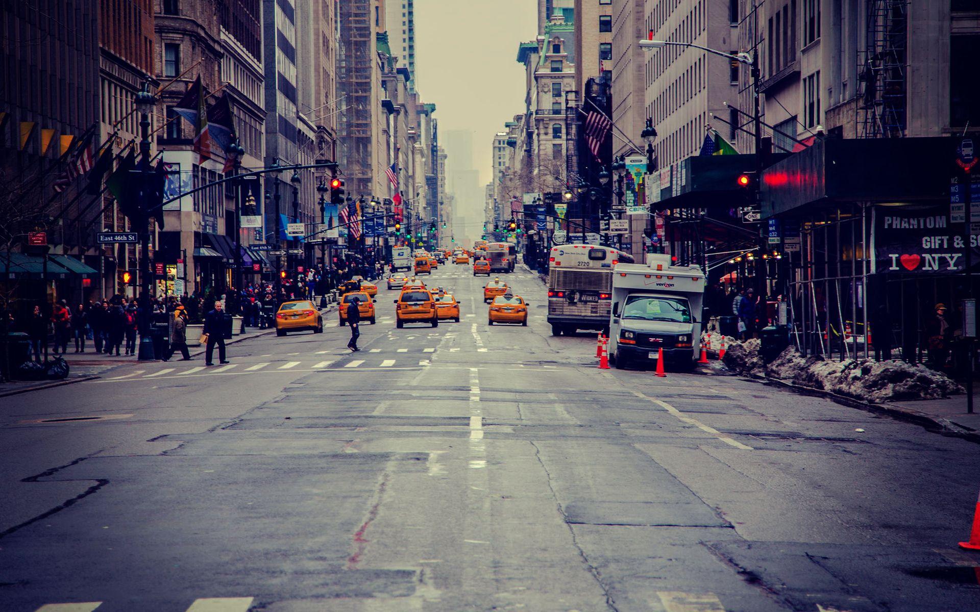 1920x1200 Street Taxi in New York City Wallpaper
