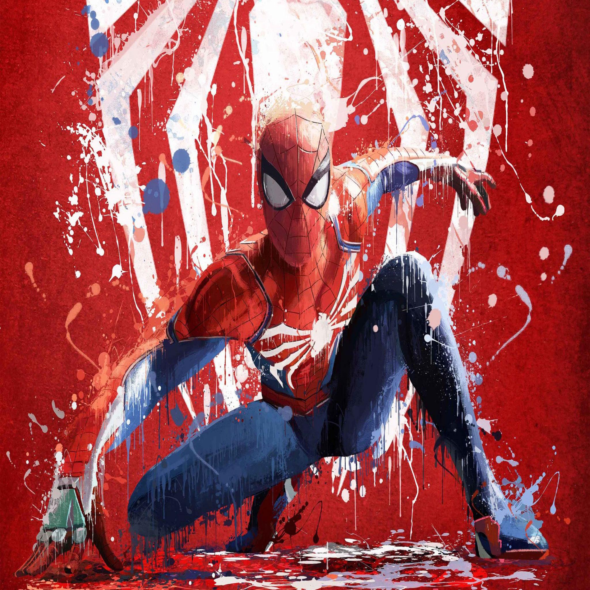 2048x2048 Fabuloussavers Wallpaper, Spider Man, Playstation, PS Superhero, Red, Blue, HD