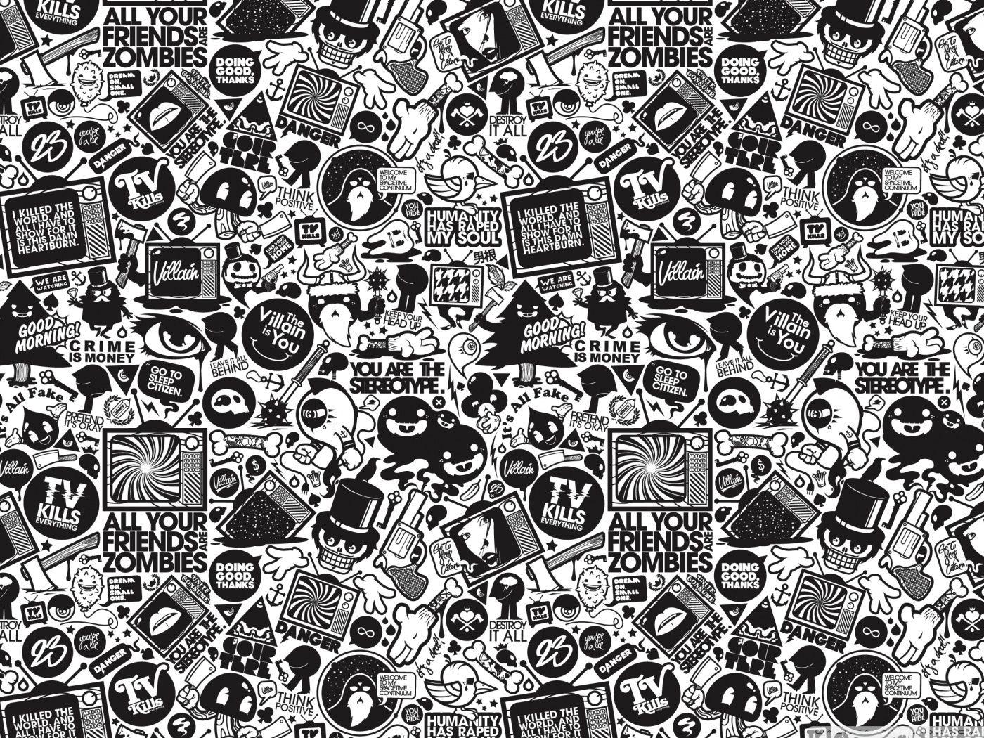 1400x1050 Black Cartoon Wallpaper