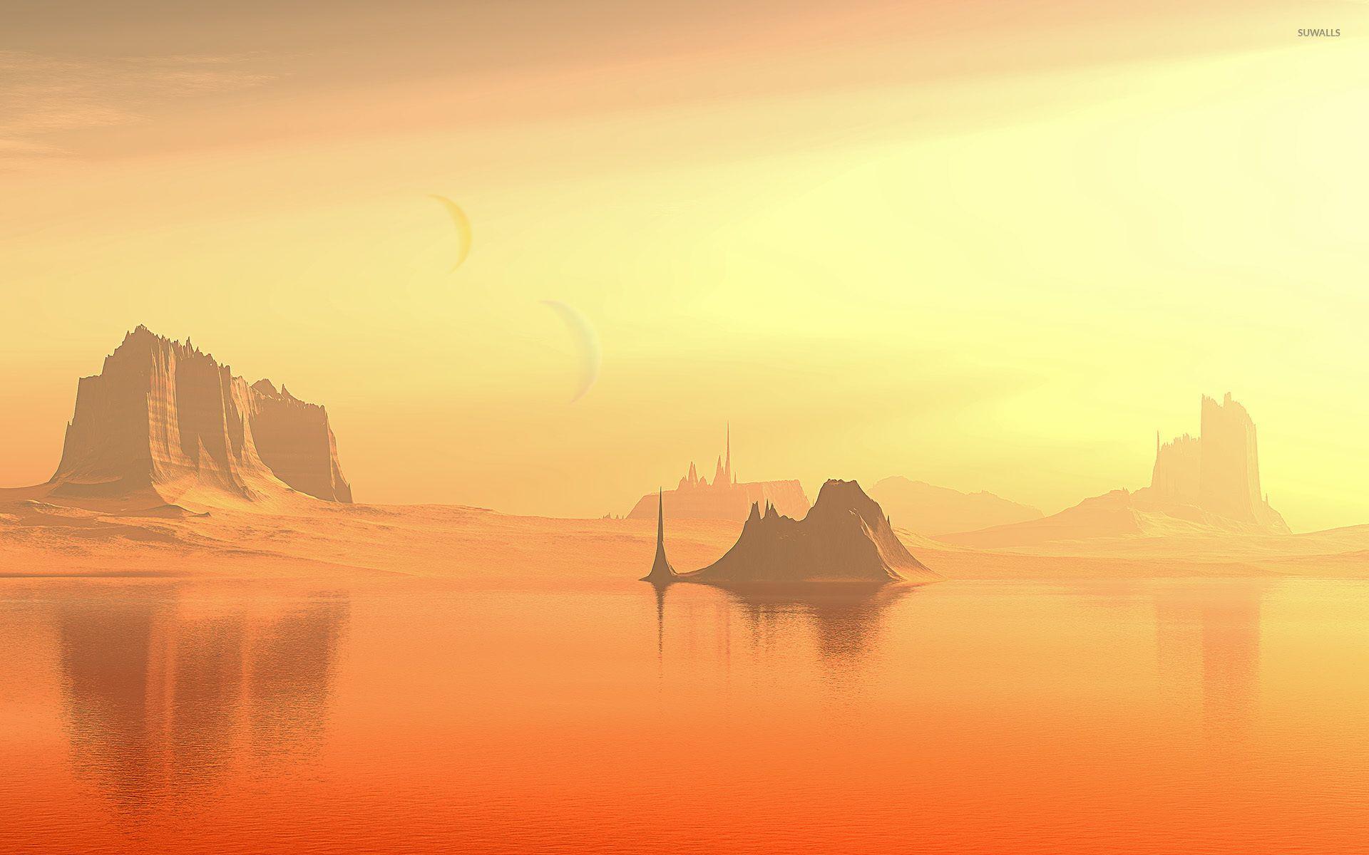 1920x1200 Golden sky in the canyon wallpaper Art wallpaper