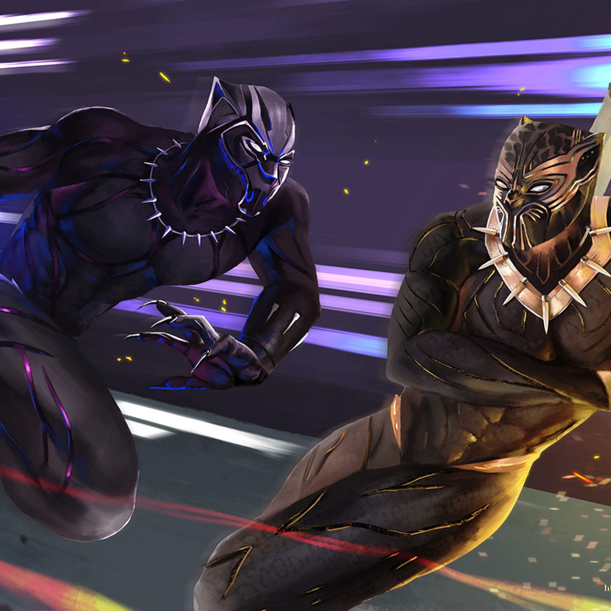 2048x2048 Black Panther Vs Golden Jaguar iPad Air HD 4k Wallpaper, Image, Background, Photo and Picture