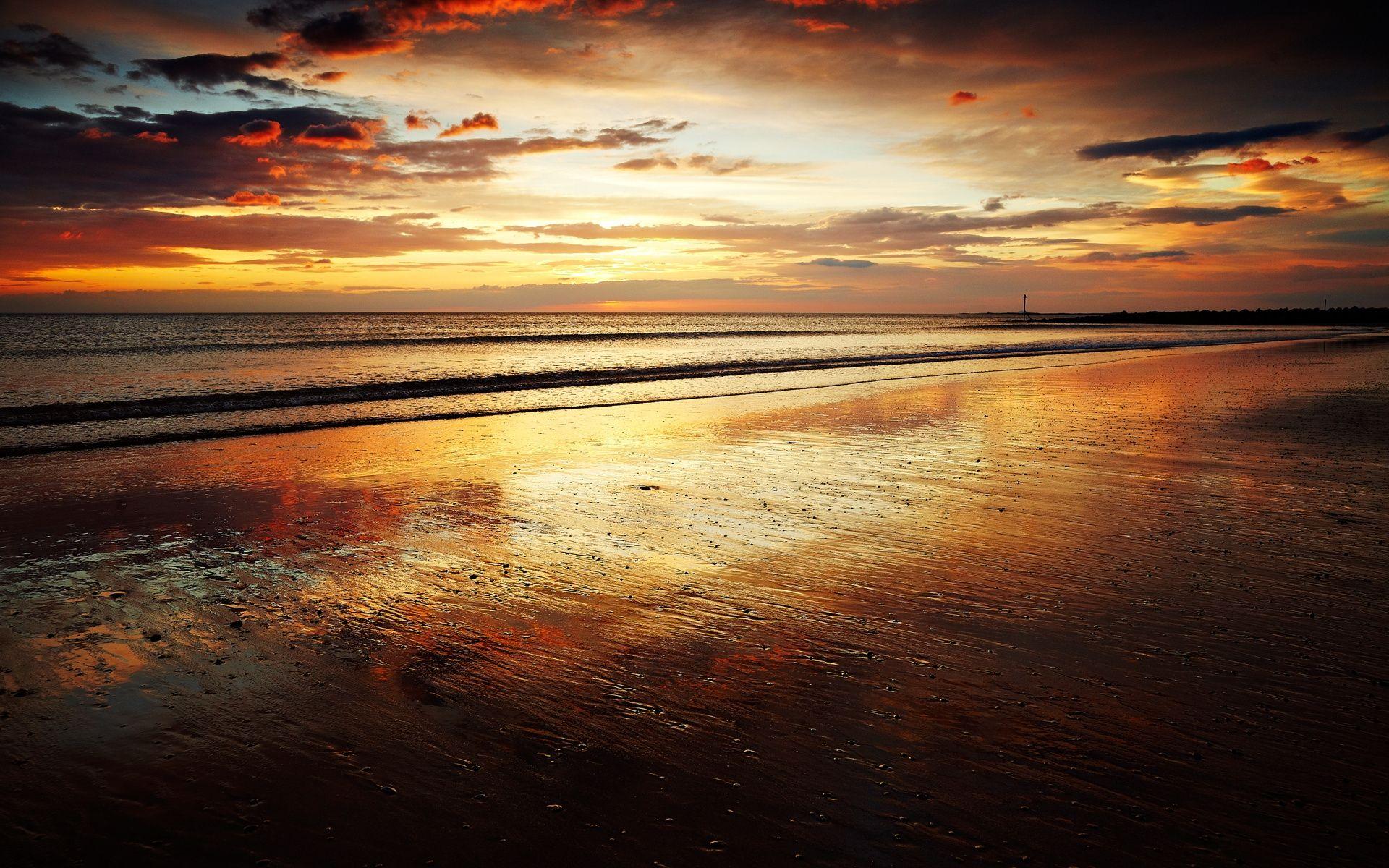1920x1200 Pretty Beach Ocean Golden Sky wallpaper. Pretty Beach Ocean Golden Sky