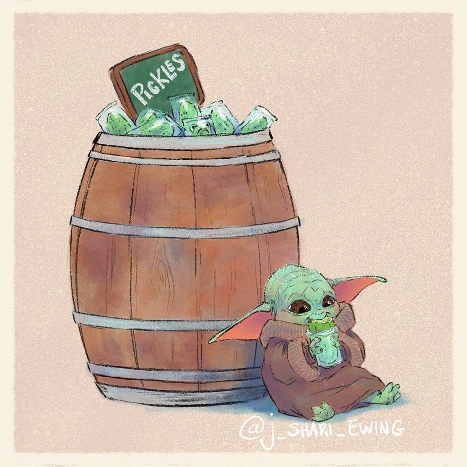 960x960 Baby Yoda With Food Wallpaper