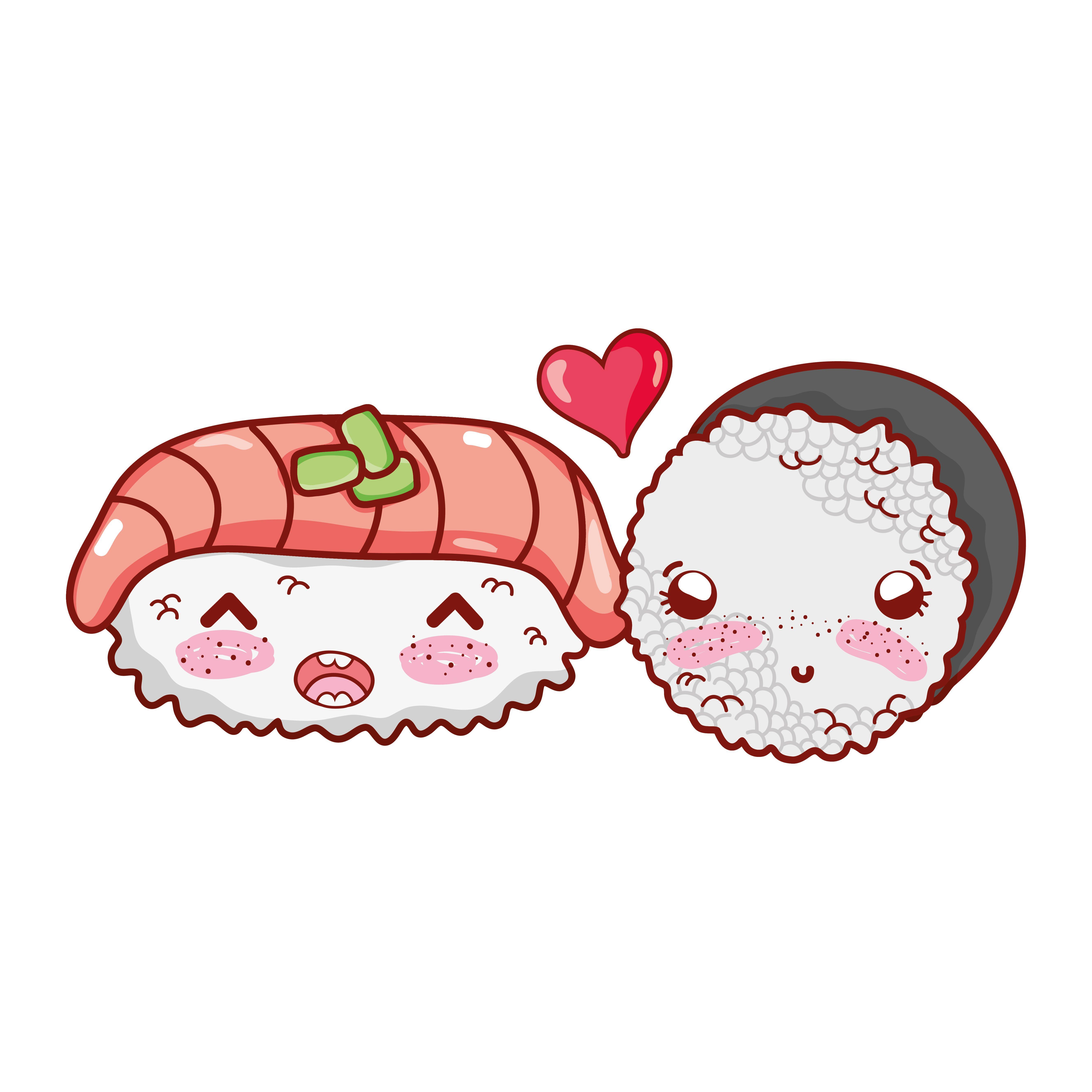 5315x5315 kawaii sushi fish and roll rice love food japanese cartoon, sushi and rolls 1845932 Free Vectors, Clipart Graphics & Vector Art
