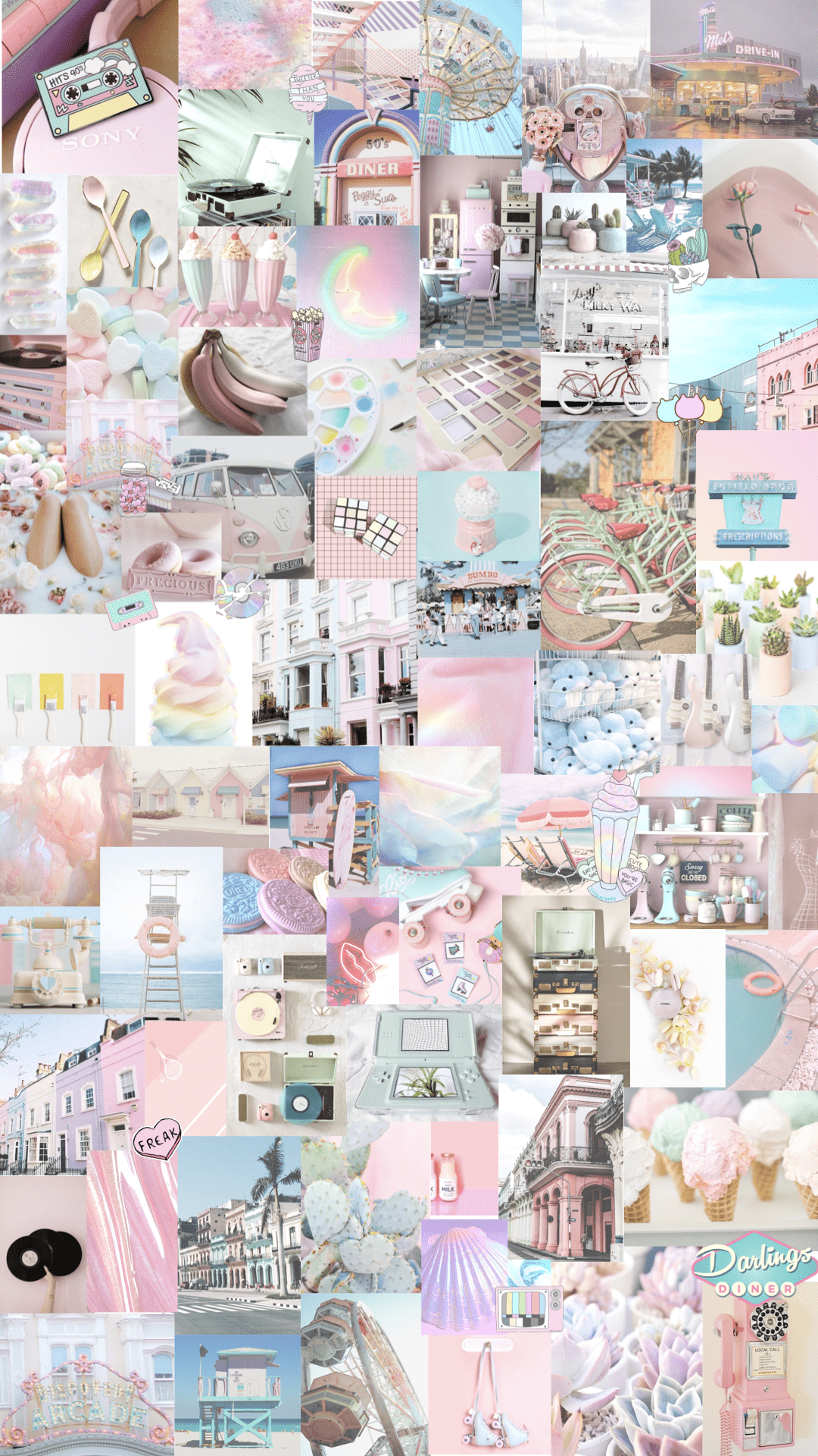 1080x1920 Pastel Collage Wallpaper