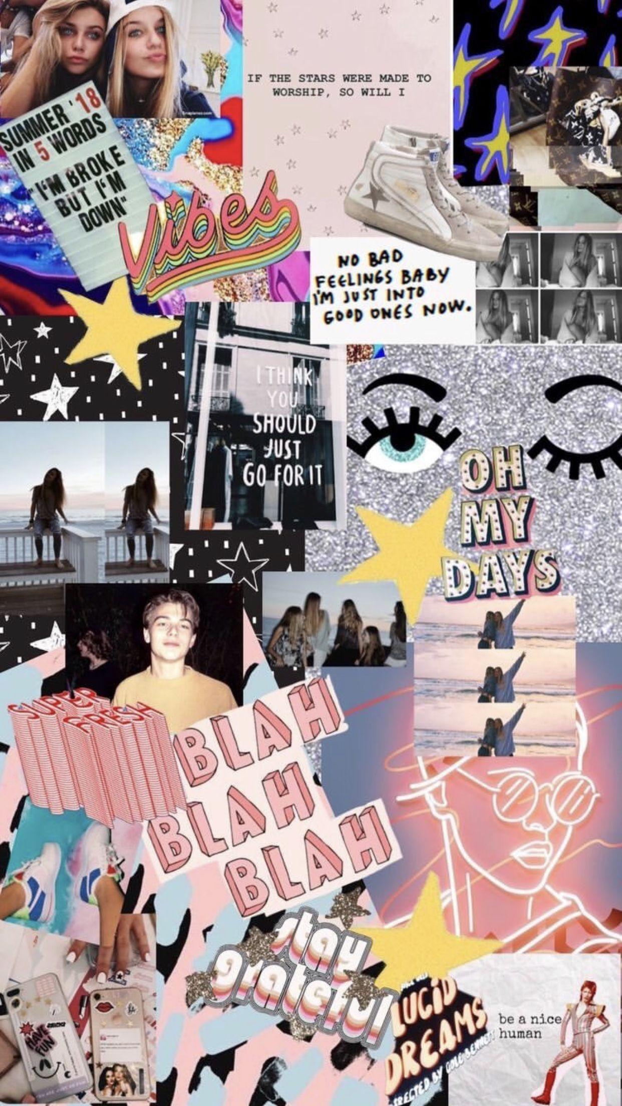 1242x2208 Pastel Aesthetic Collage Desktop Wallpaper