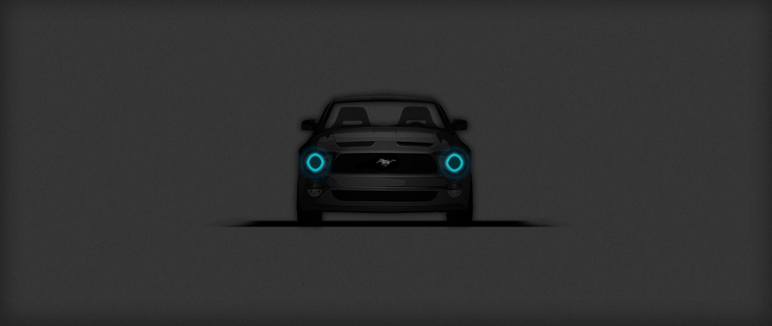 2560x1080 Ford Mustang Minimalistic Dark, HD Artist, 4k Wallpaper, Image, Background, Photo and Picture