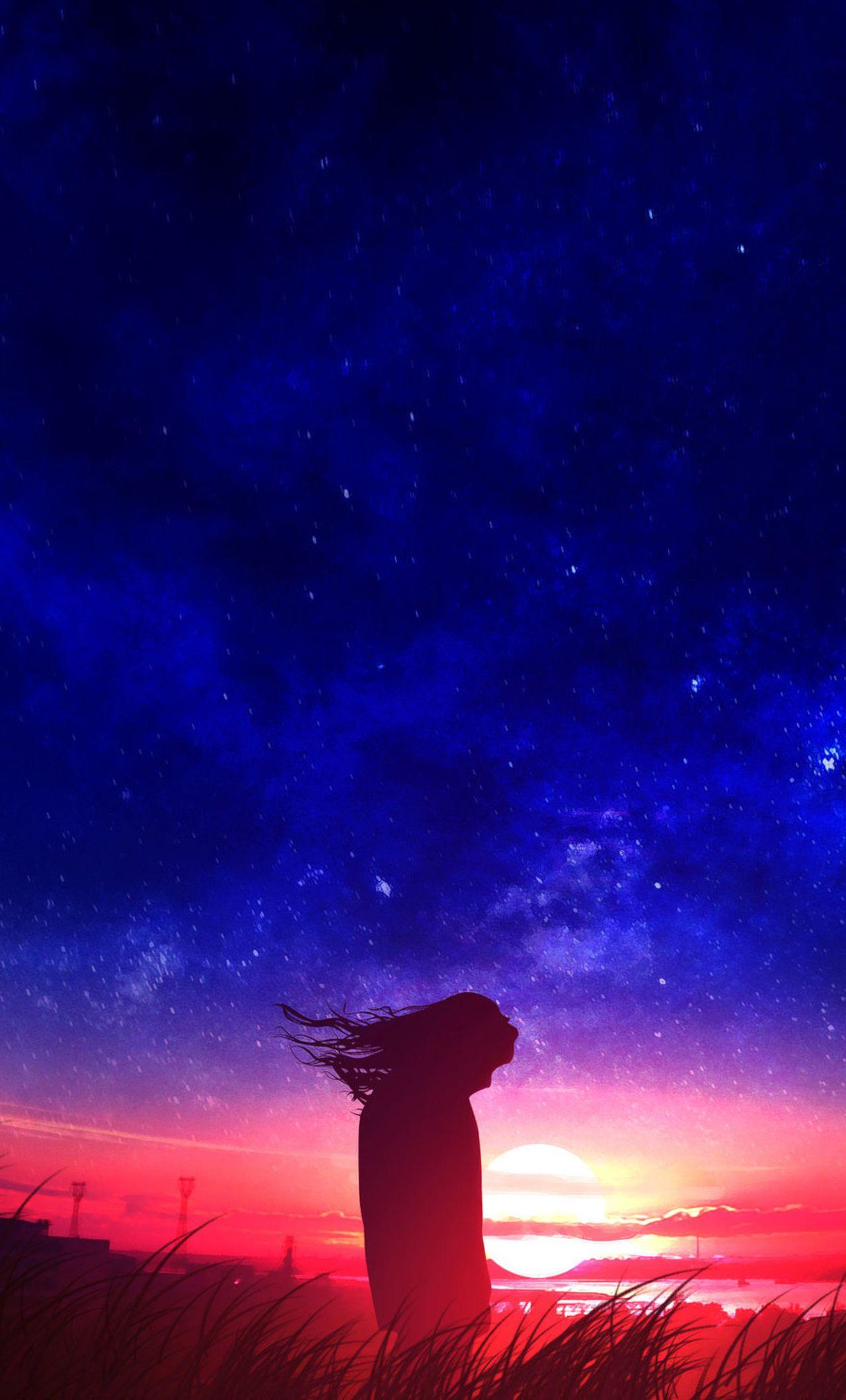 1280x2120 Anime Girl In Field Silhouette Sunset Hình nền iPhone HD 4k, Hình ảnh, Bối cảnh, Hình ảnh và Hình ảnh