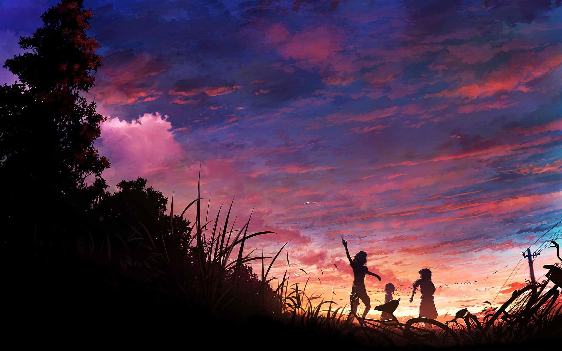 1920x1200 25 ++ Hình nền Anime Girl Sunset HD