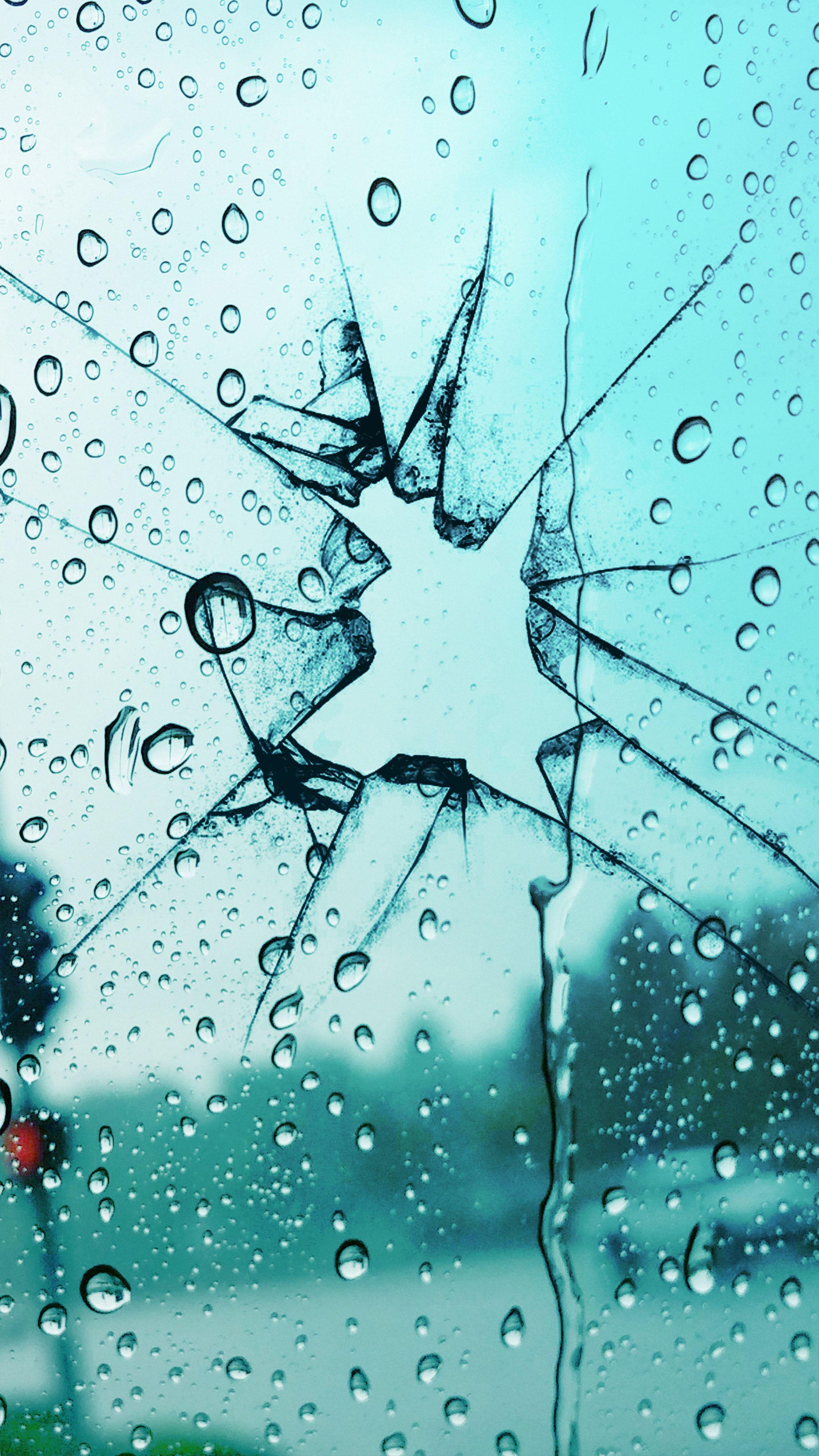2160x3840 Broken Glass Rain Drops 4K Ultra HD Mobile Wallpaper
