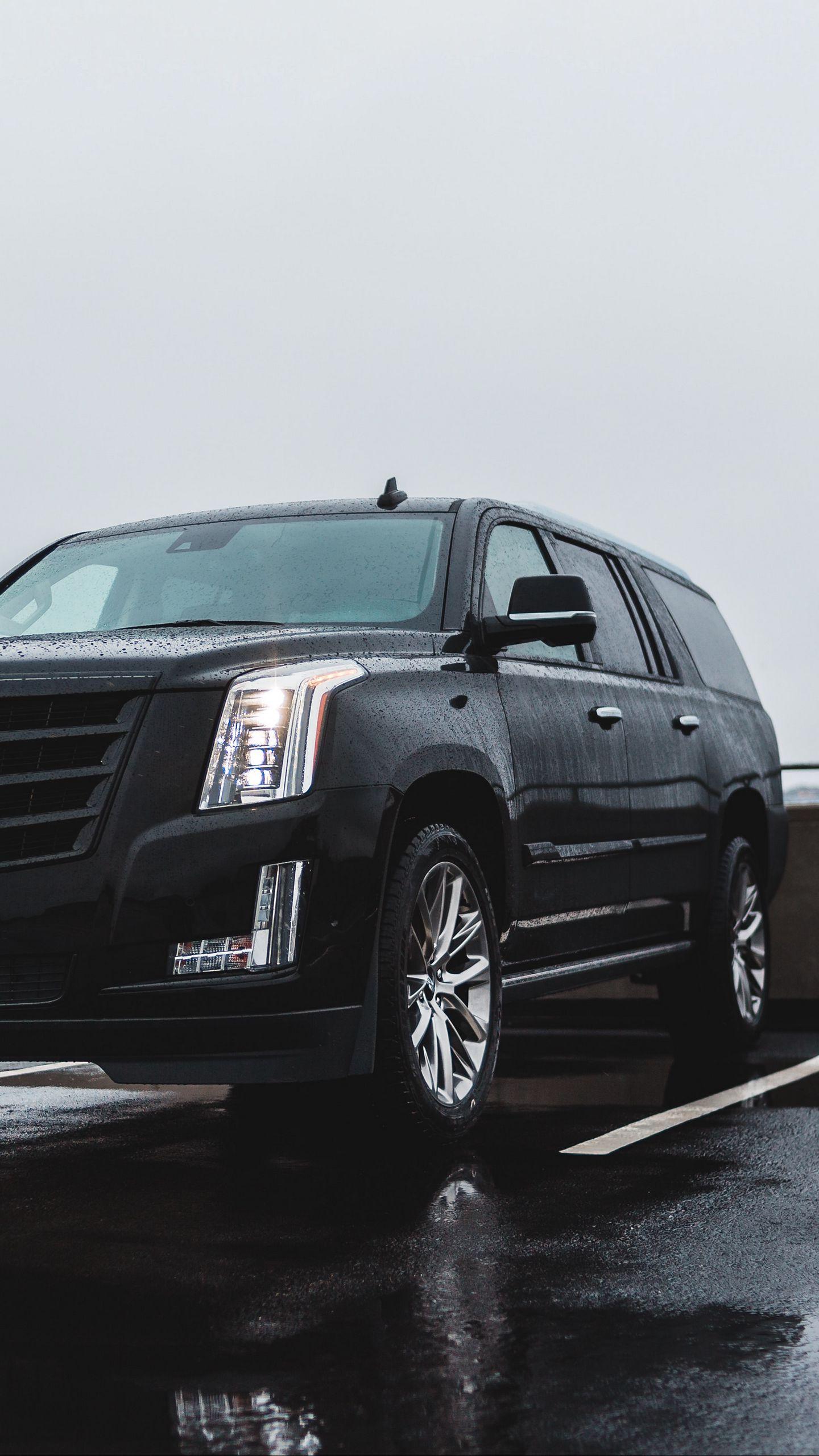 1440x2560 Download wallpaper 1440x2560 cadillac escalade, cadillac, car, suv, black, wet qhd samsung galaxy s s edge, note, lg g4 HD background