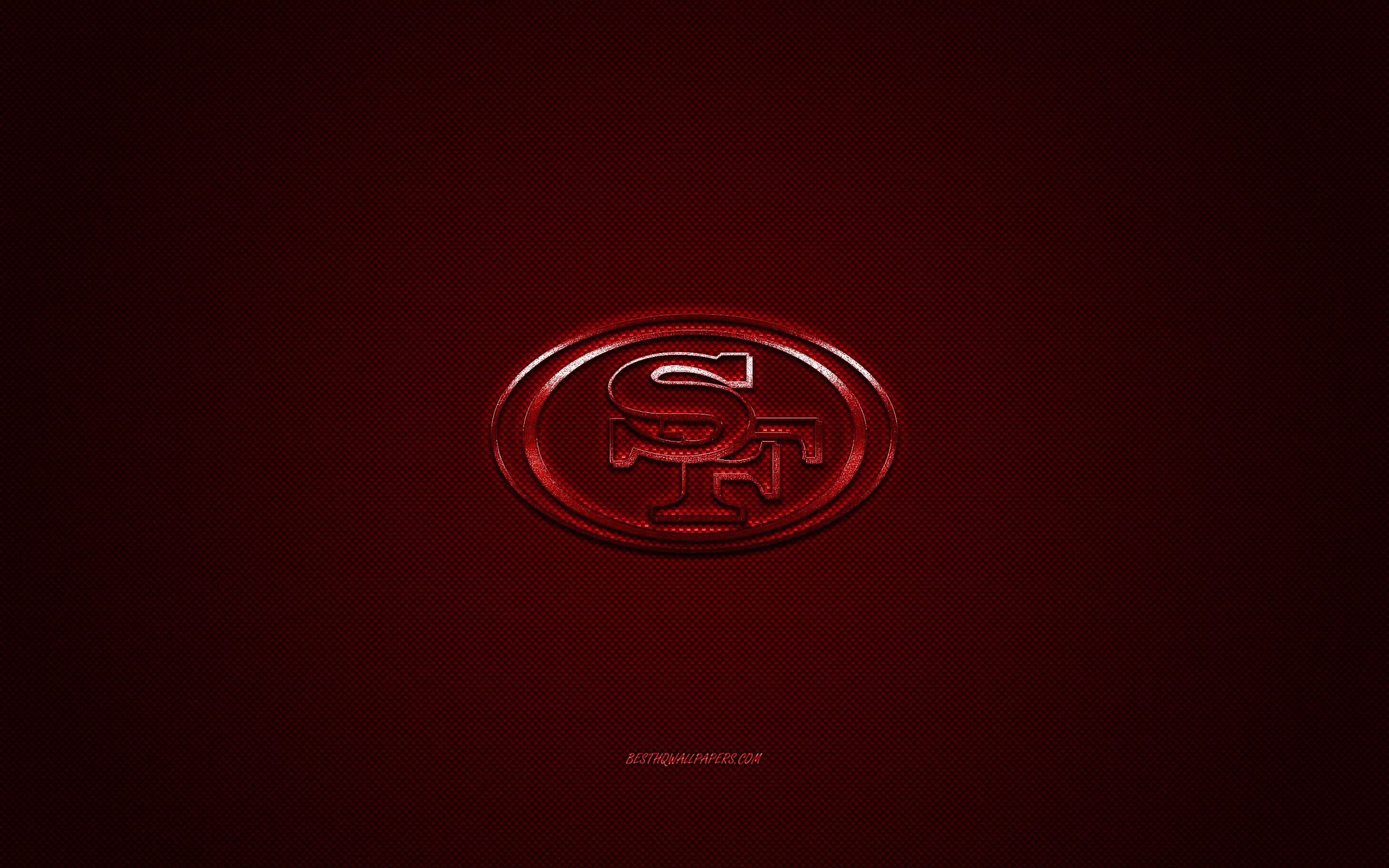 2560x1600 Download wallpaper San Francisco 49ers, American football club, NFL, red logo, red carbon fiber background, american football, San Francisco, California, USA, National Football League, San Francisco 49ers logo for desktop with resolution
