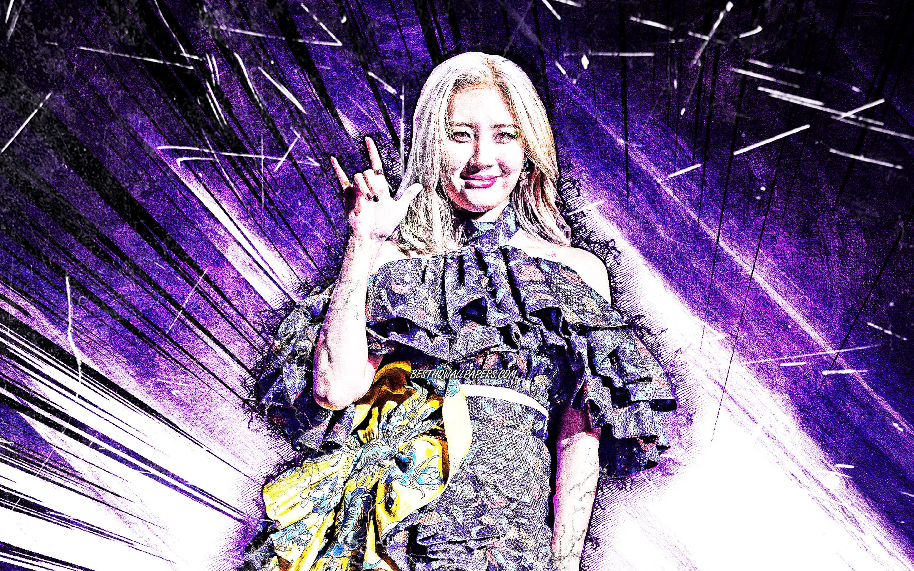 3840x2400 Download Wallpaper 4k, Sunmi, Grunge Art, K Pop, Lee Sun Mi, South Korean Singer, Violet Abstract Rays, South Korean Celebrity, Asian Woman, Beauty, Sunmi 4K For Desktop With Resolution 3840x2400. High Quality HD Picture