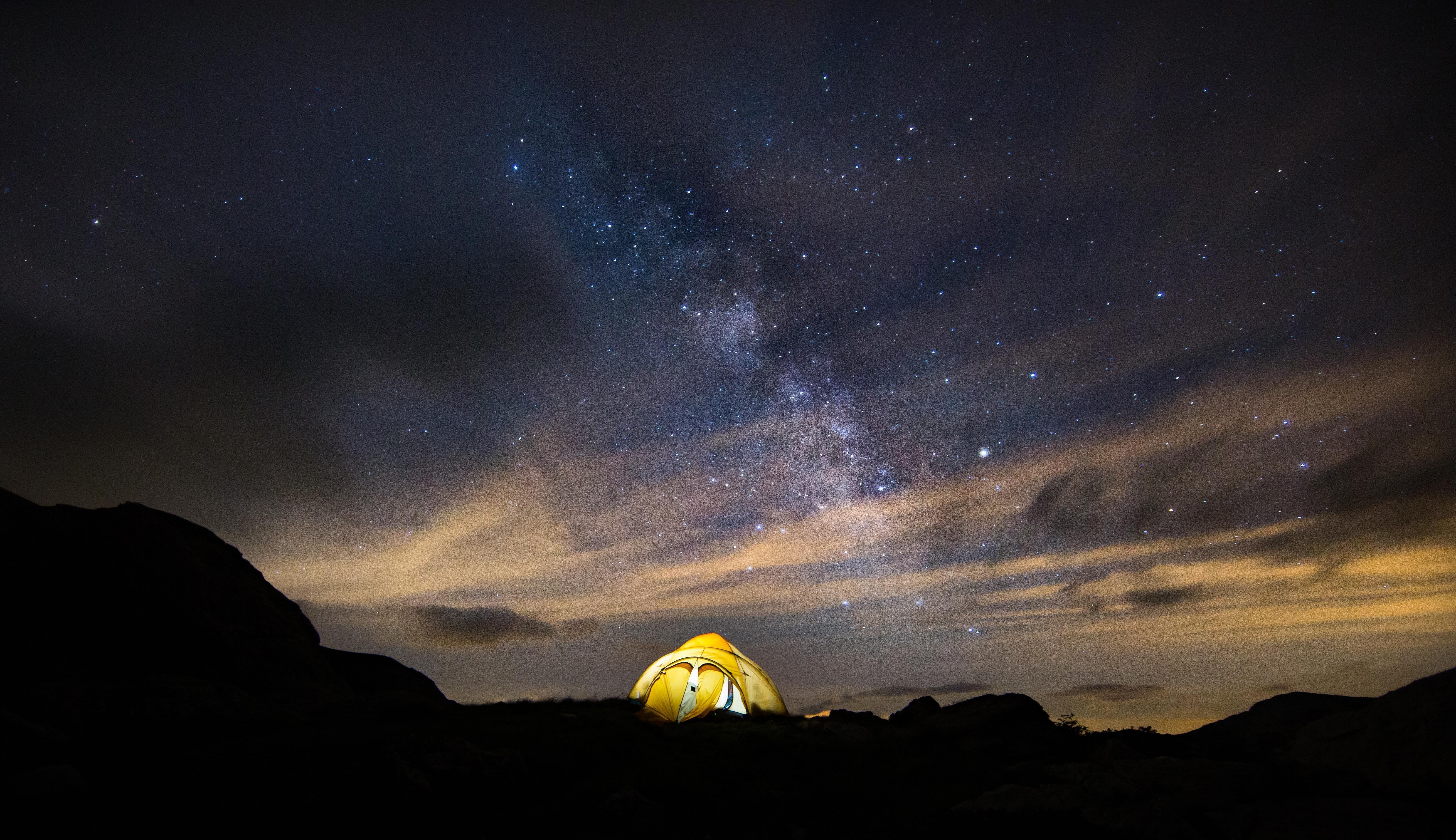 5233x3021 Title Photography Camping Night Stars Sky Stars HD Wallpaper