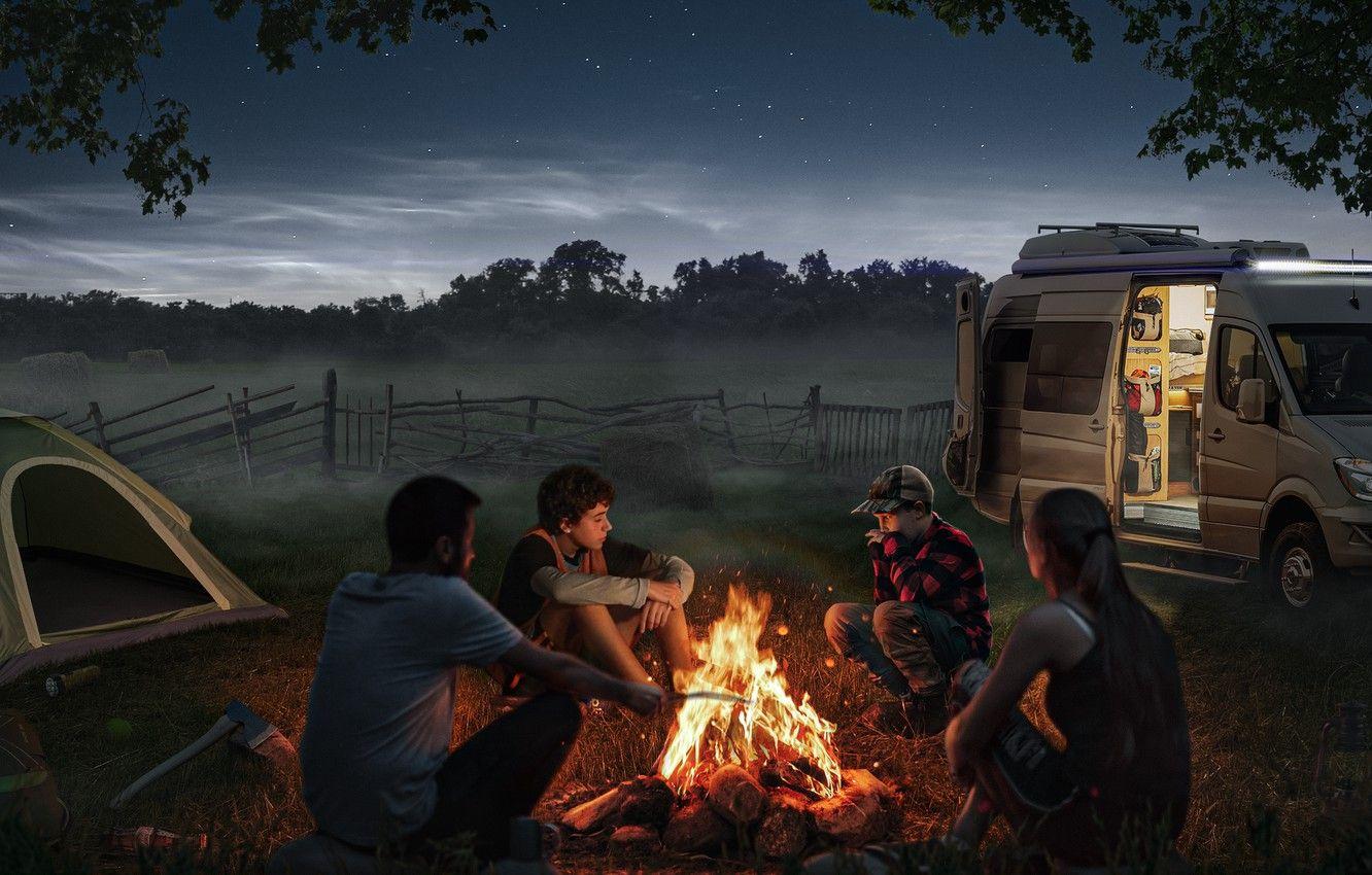 1332x850 Wallpaper spring, campaign spring, camp fire image for desktop, section природа