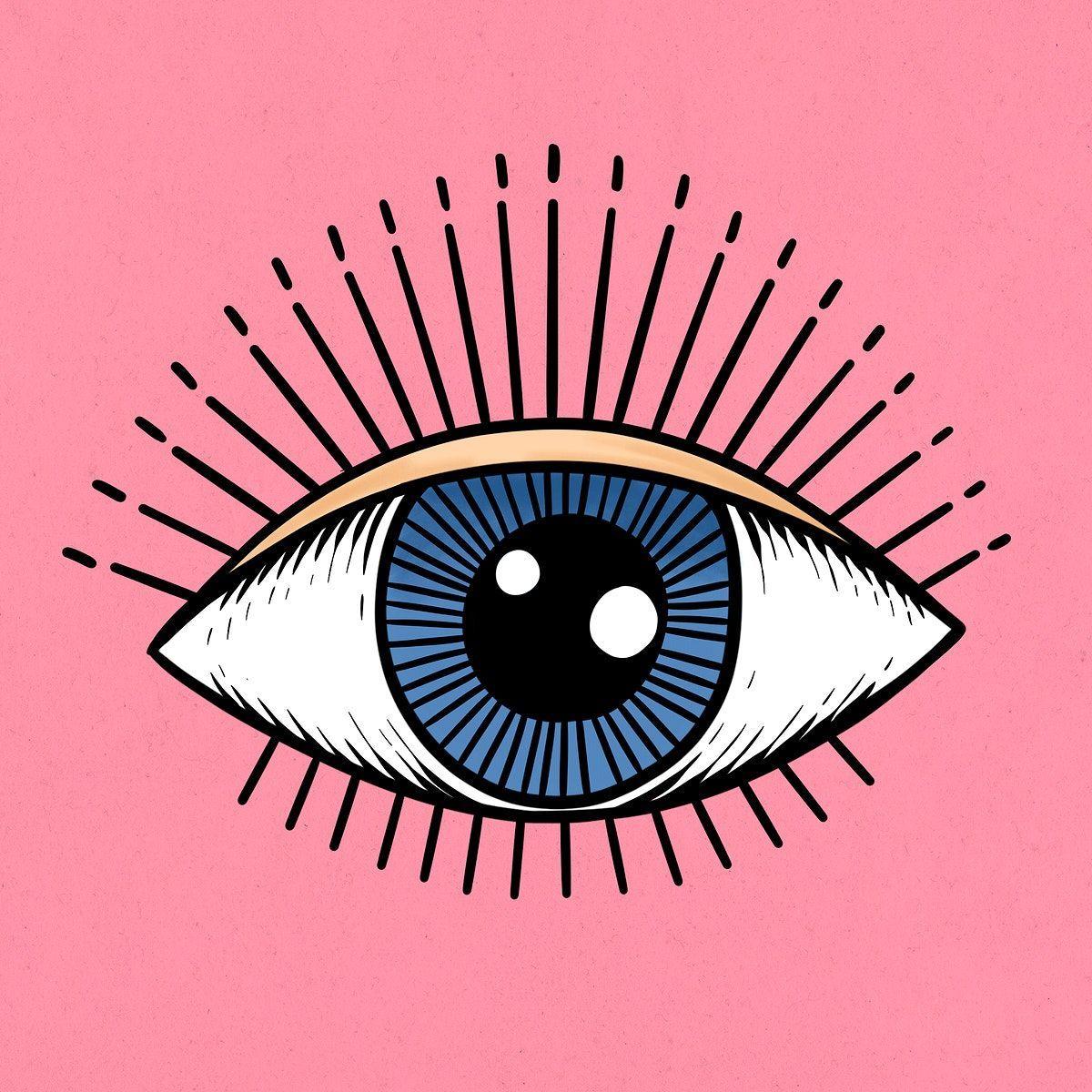 1200x1200 Evil eye sticker overlay on a pink background / Noon. Evil eye art, Eye illustration, Eye painting