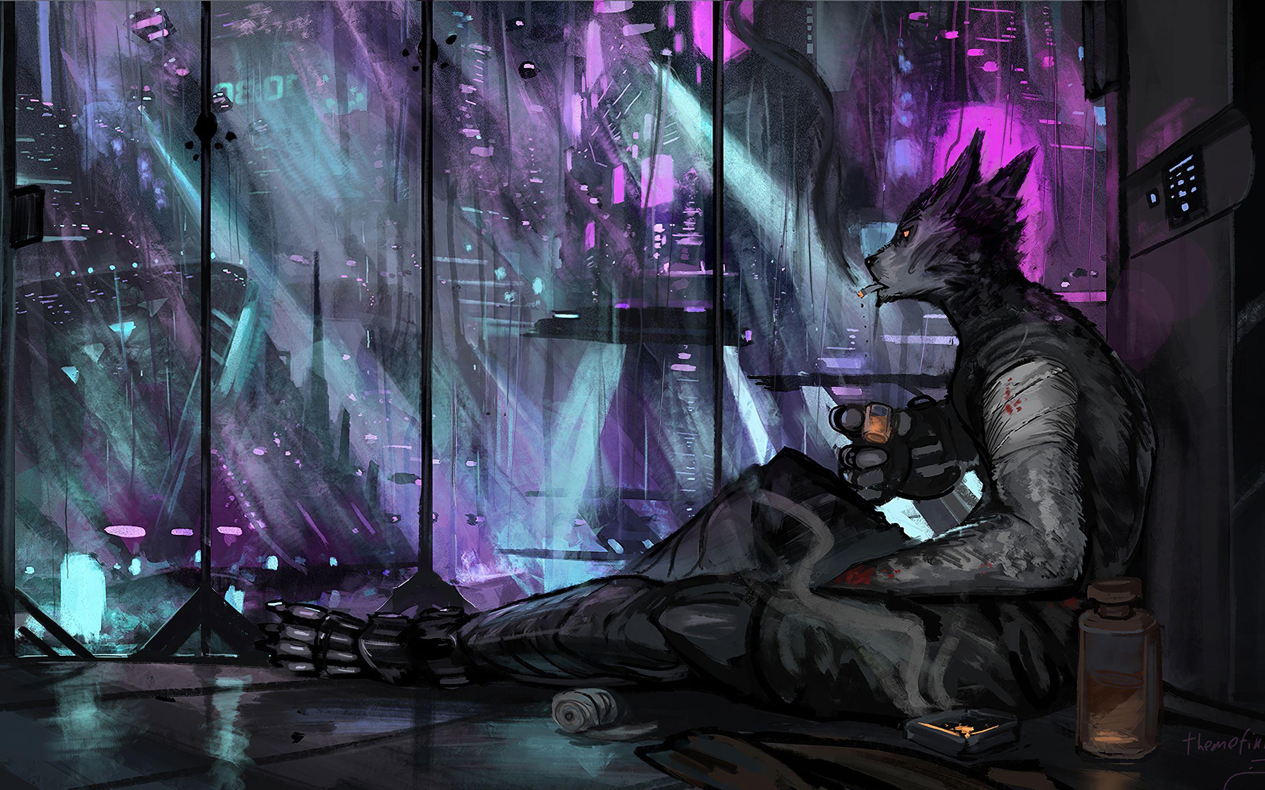 2560x1600 Warrior Scifi Neon Rain City Cyberpunk 4k 2560x1600 Resolution HD 4k Wallpaper, Image, Background, Photo and Picture
