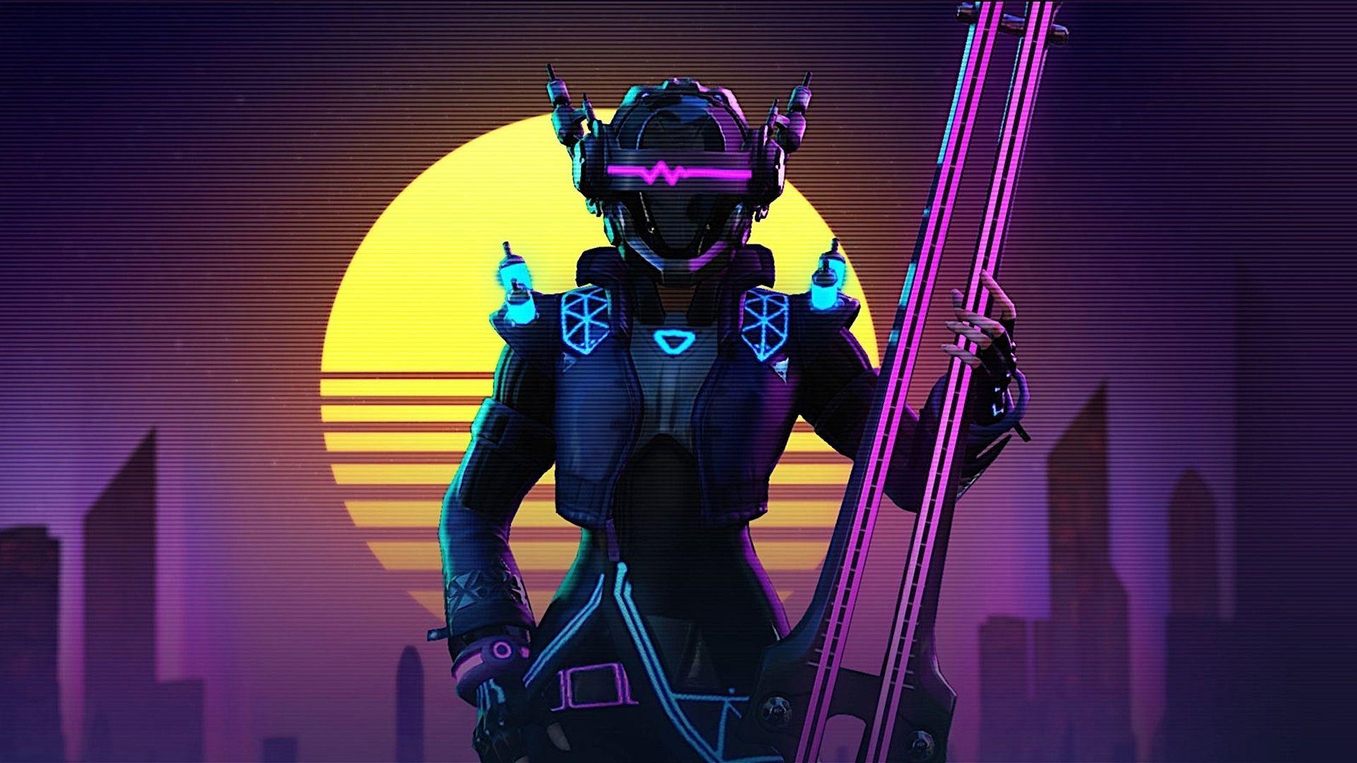 1920x1080 Desktop wallpaper girl warrior, armour suit, cyberpunk, digital art, HD image, picture, background, fff7cd