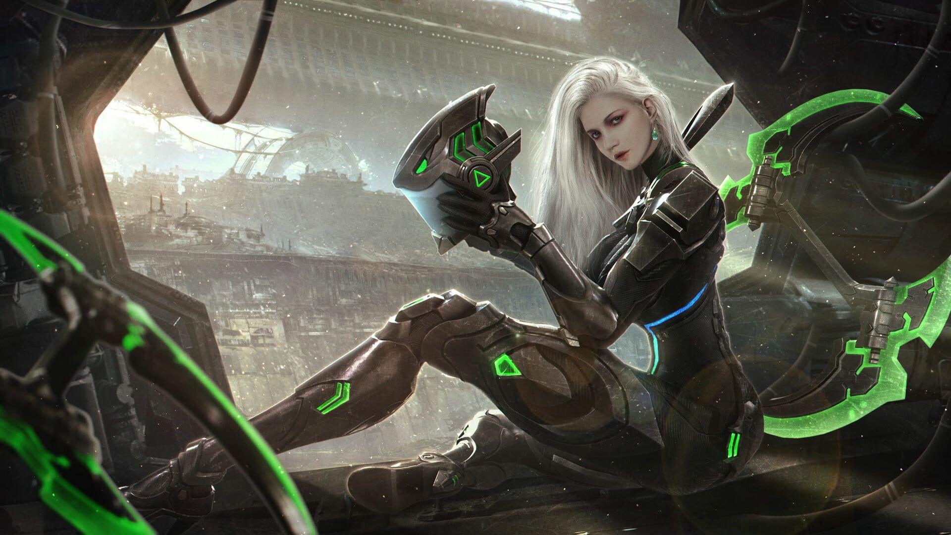1920x1080 Sci Fi Women Warrior #Cyberpunk #Girl White Hair P #wallpaper #hdwallpaper #desktop. Cyberpunk girl, Cyberpunk, Warrior woman