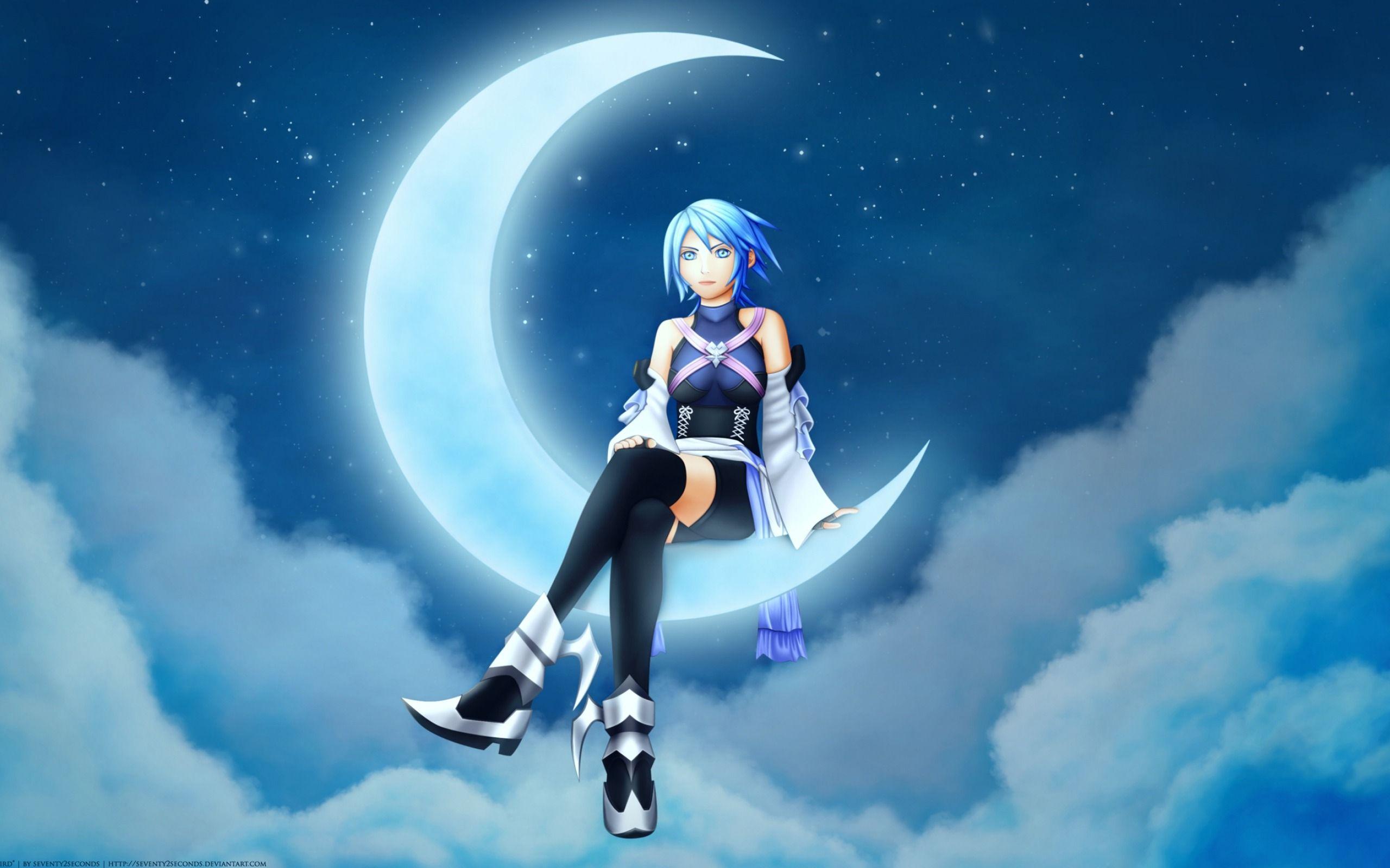 2560x1600 Girl Moon Stars Night 2016 Anime Design HD Wallpaper