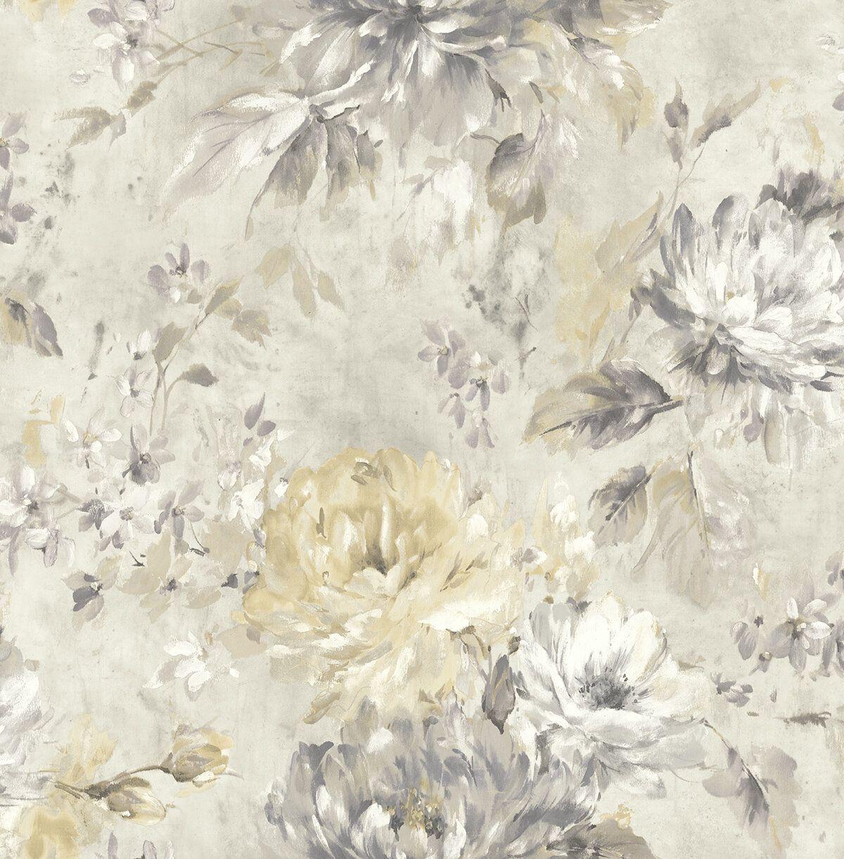 1200x1221 Red Barrel Studio® Amorion Watercolor Flower 33' L x 20.5 W Wallpaper Roll