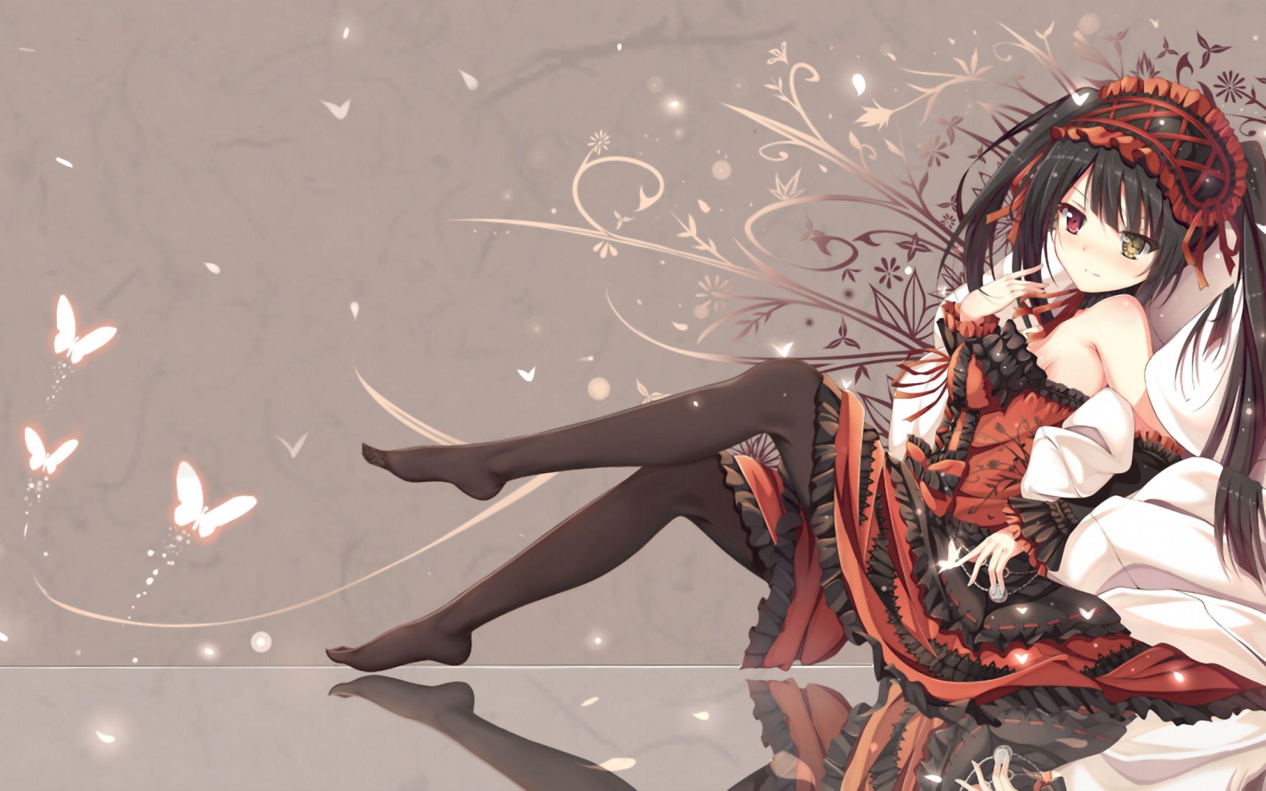 2560x1600 Anime Anime Girls Tokisaki Kurumi Date A Live SoulKiller Dress Lolita Fashion Black Hair Twintails H Wallpaper:2560x1600