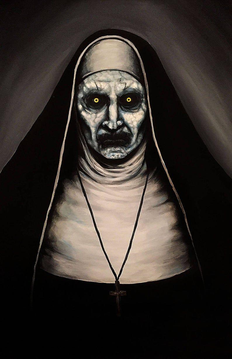 794x1228 Valak the Demon Nun Print Reproduction 11 x 17 by Artist. Scary drawings, Dark art photography, Black canvas paintings