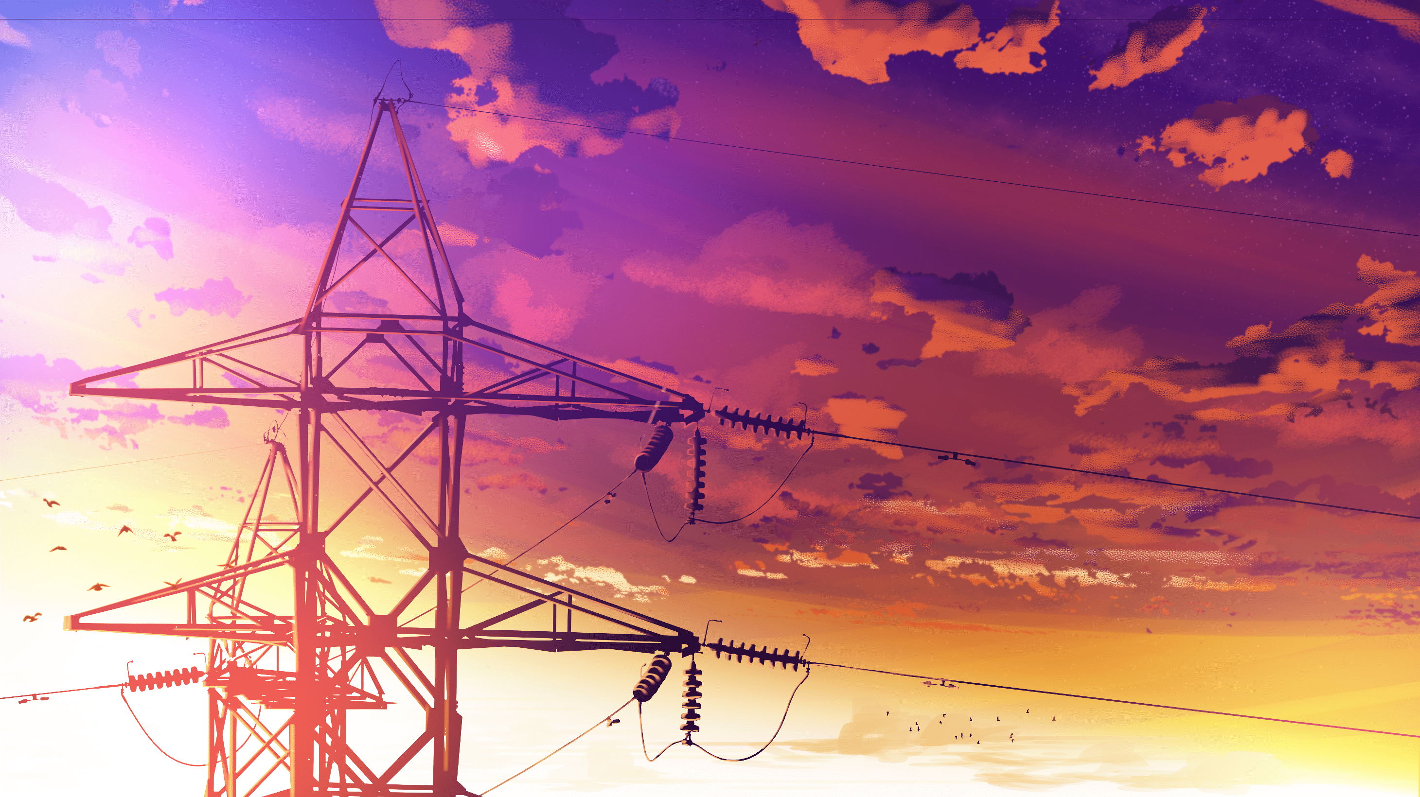 2920x1640 Made An Anime Style Sunset Wallpaper [2920x1640]. Sunset Wallpaper, Anime Scenery, Evening Sunset