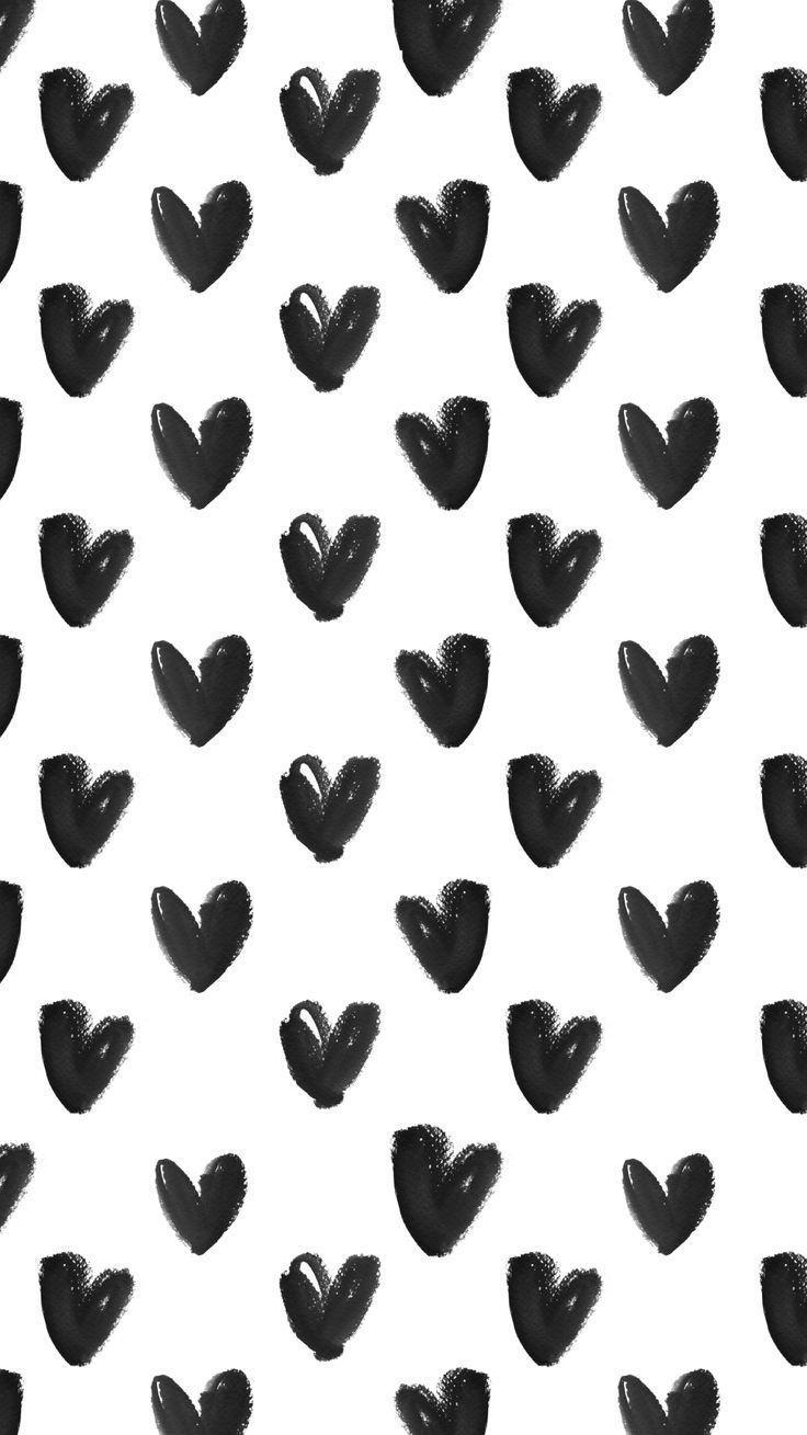 736x1309 Black White watercolour hearts iphone background wallpaper phone lock screen. - #back. iPhone background wallpaper, Black and white wallpaper, Watercolor heart