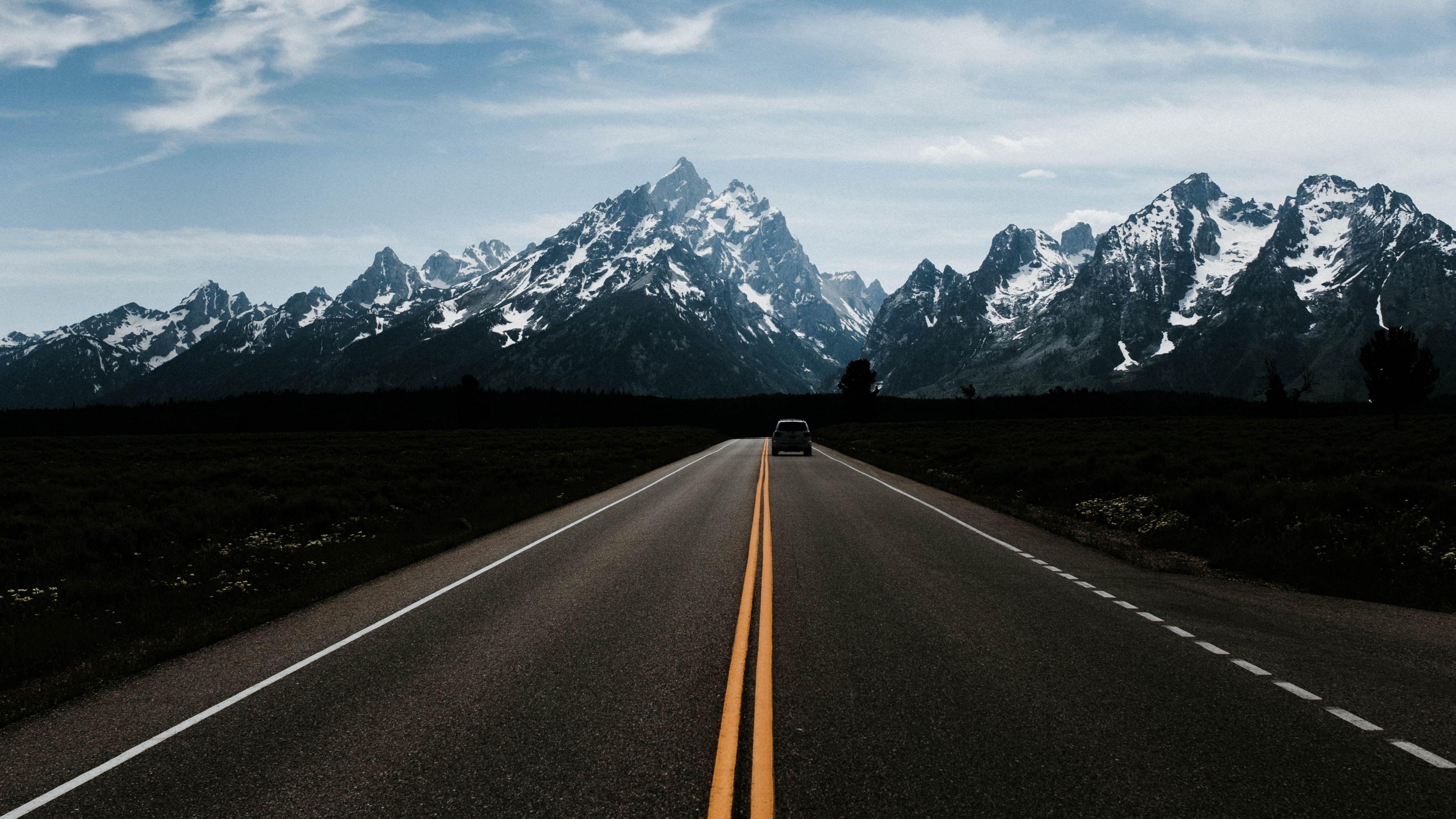 3840x2160 Wallpaper 4k mountains, road, marking, auto, movement 4k marking, Mountains, Road