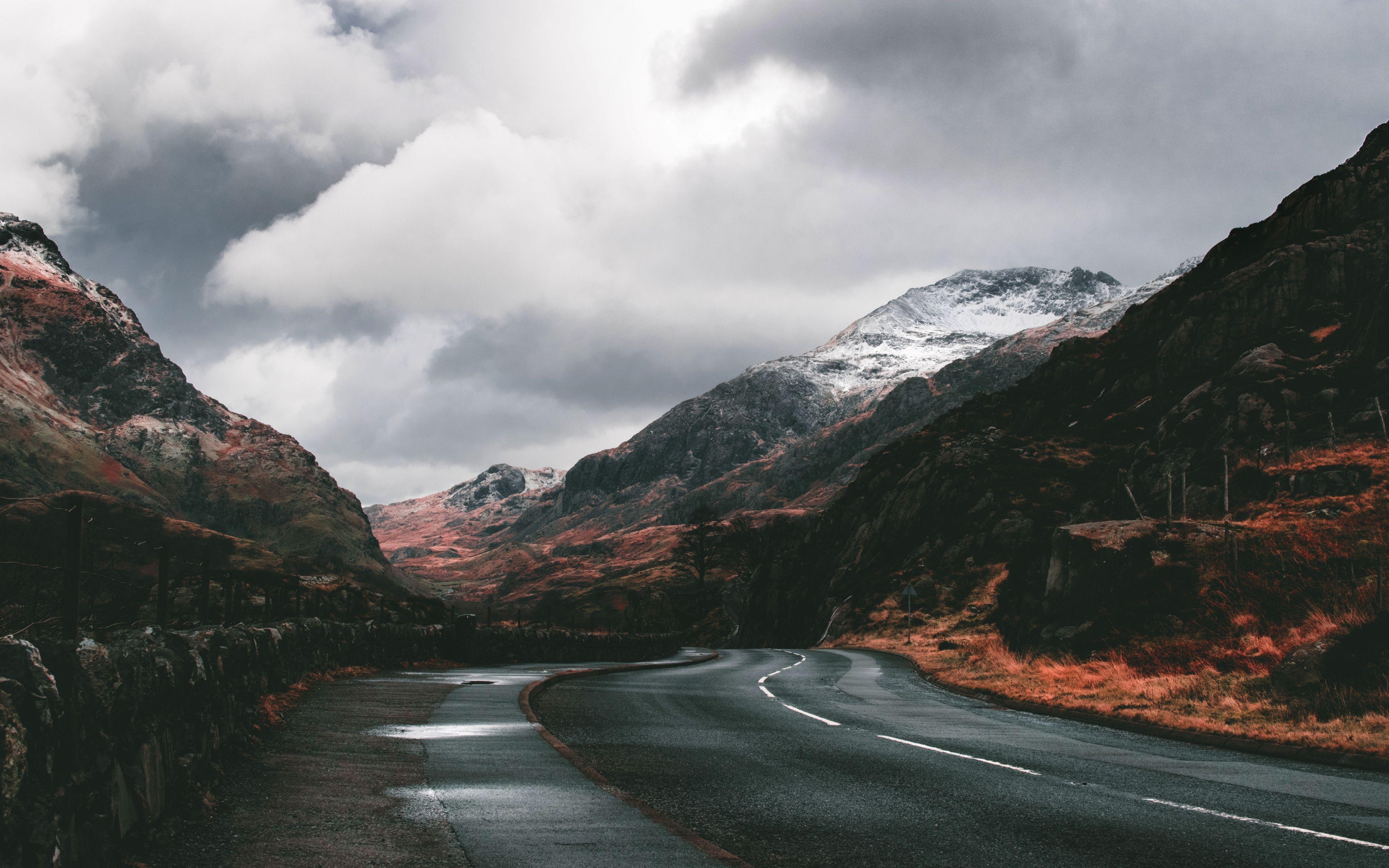 3840x2400 Download Road through mountains, clouds, nature wallpaper, 3840x 4K Ultra HD 16: Widescreen