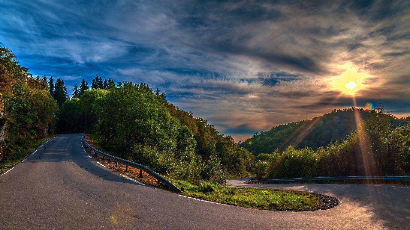 1366x768 Nature Long Road Wallpaper