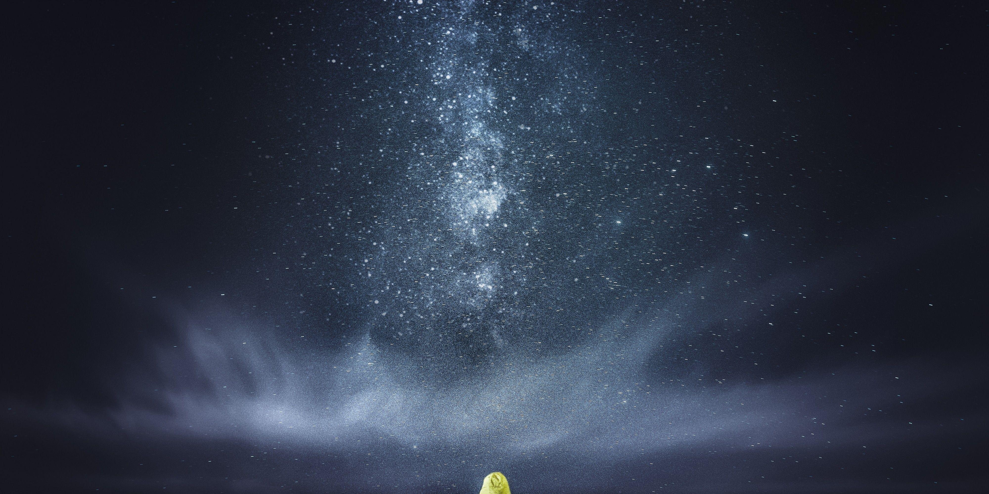 4000x2000 Download 4000x2000 Stars, Man, Standing, Sky, Scenic, Night Wallpaper