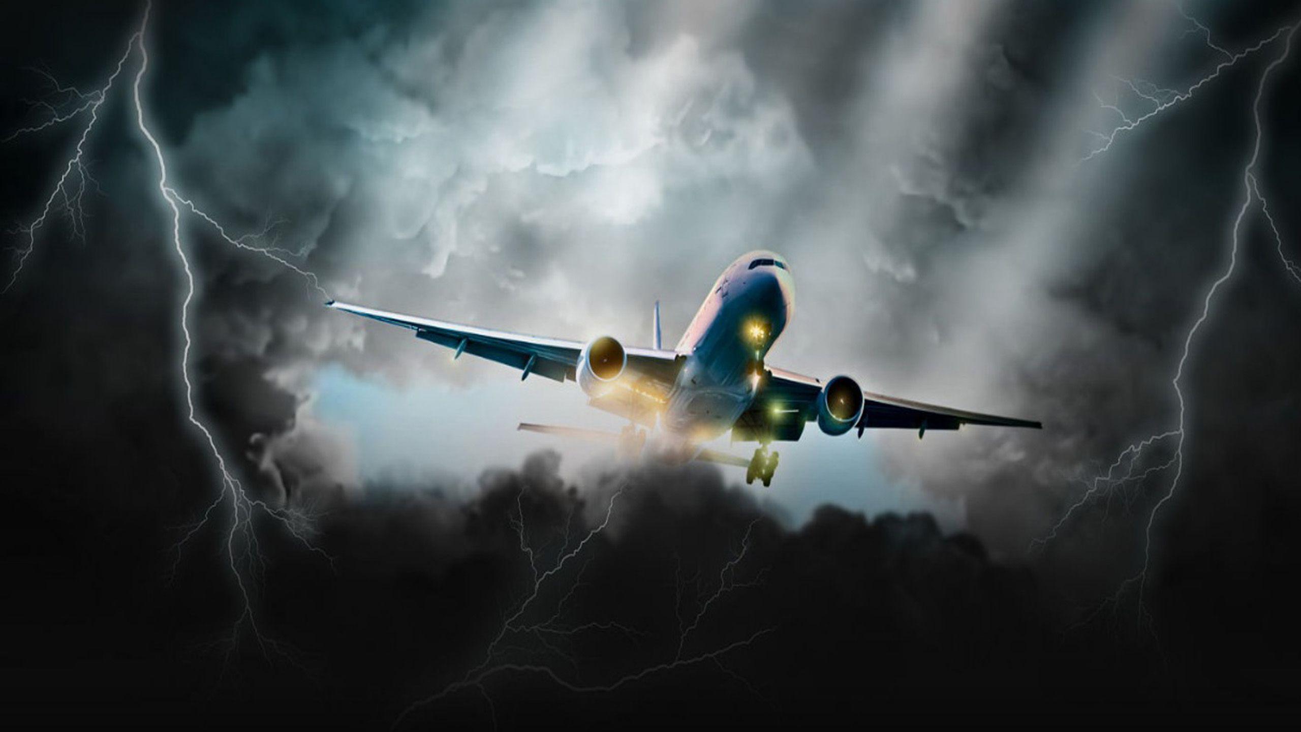 2560x1440 Aviation Dark Storm Clouds, Lightning Art HD Wallpaper :