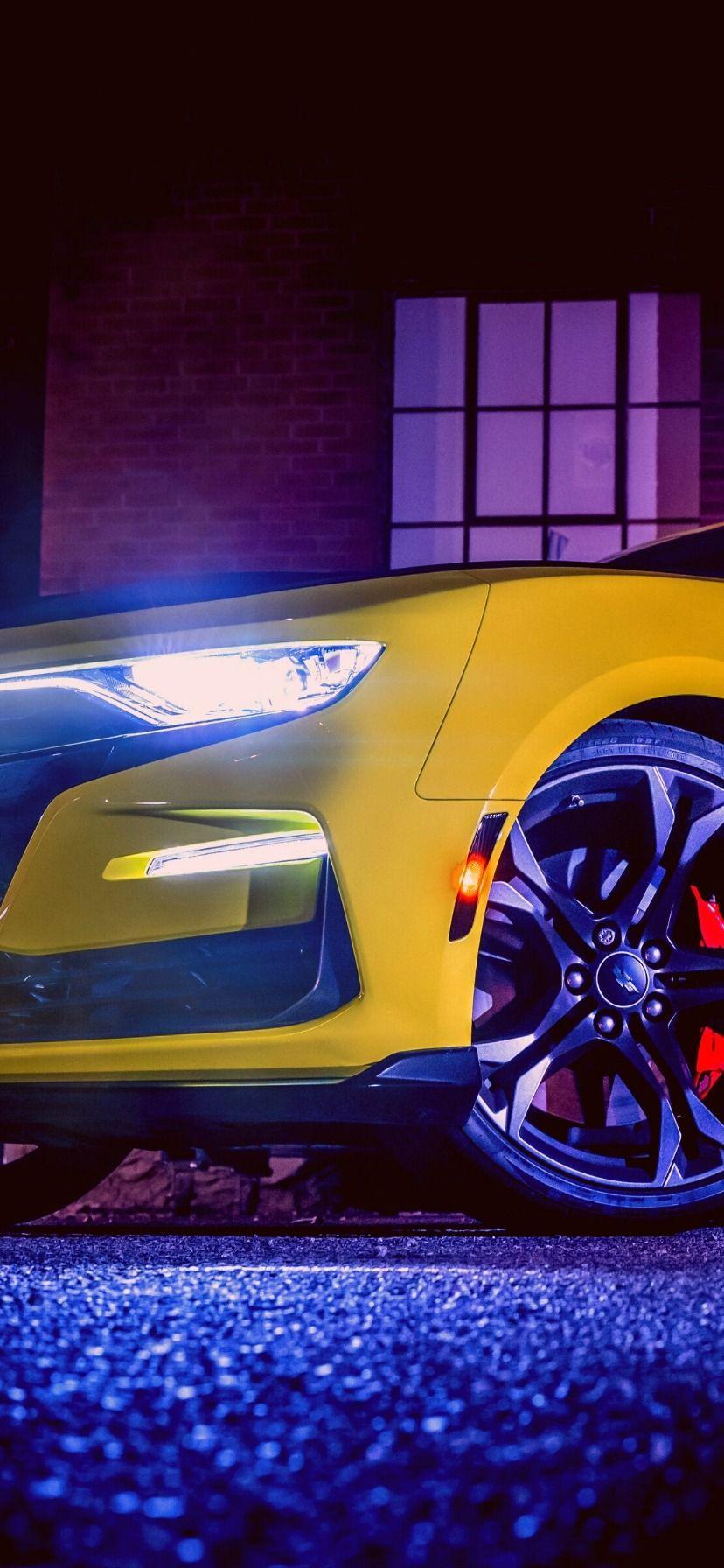 828x1792 Yellow Camaro Wallpaper