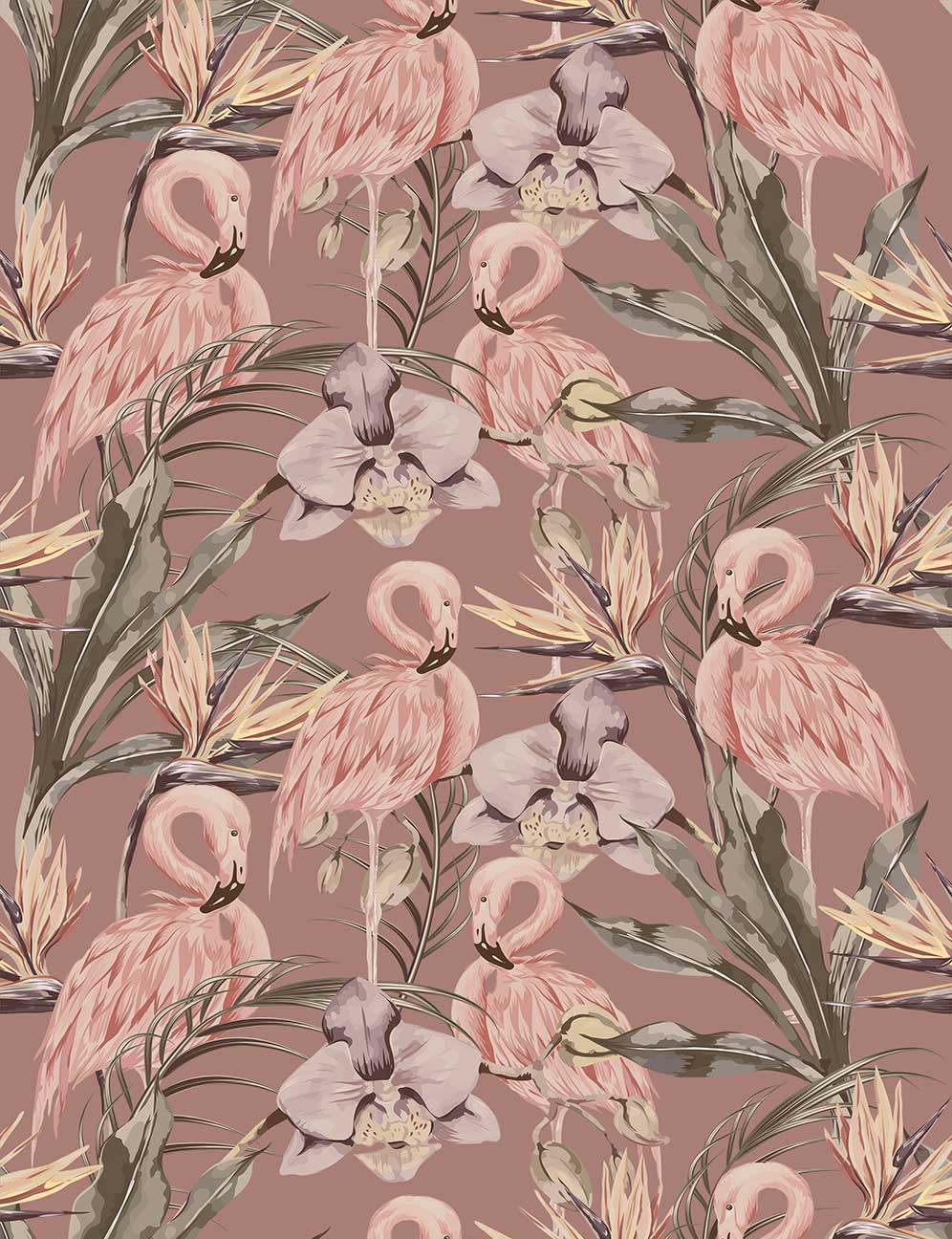 996x1296 Purple Tropical Flamingo Wallpaper