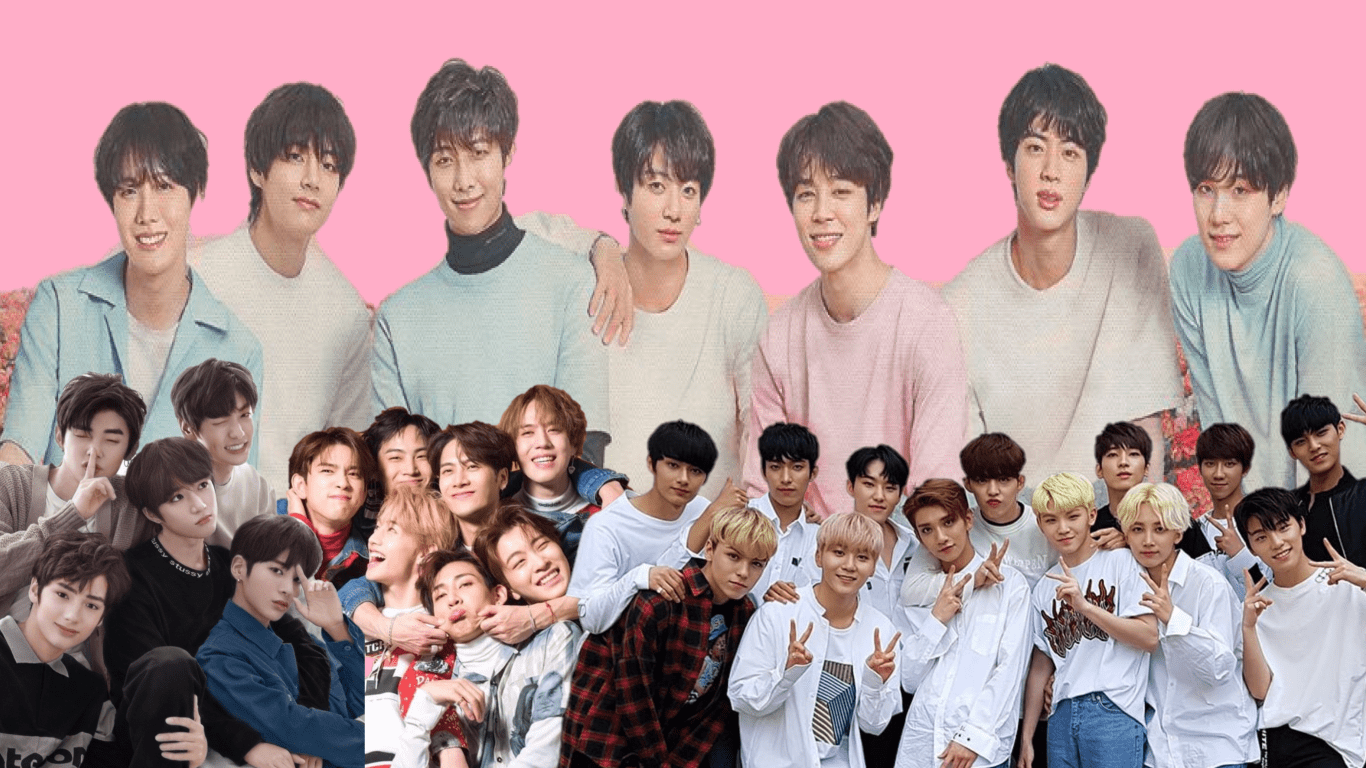 1366x768 BTS and TXT Desktop Wallpaper .
