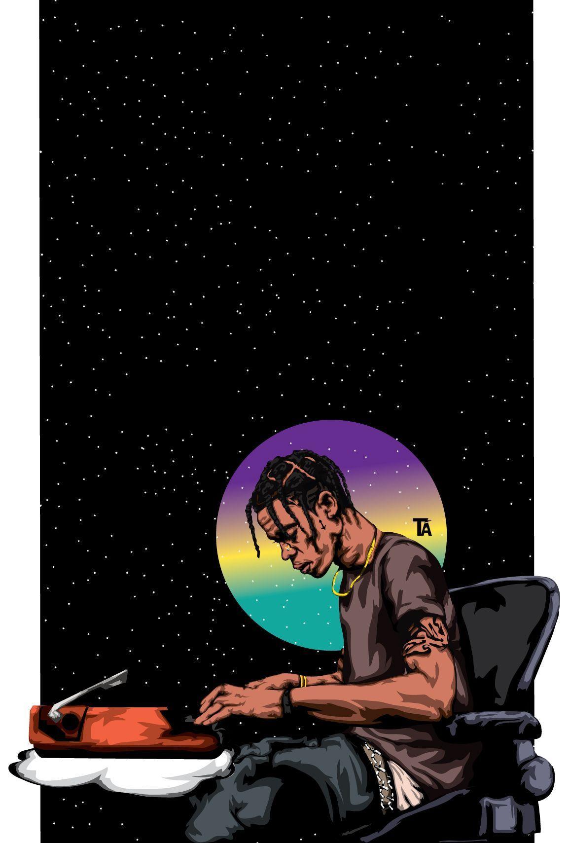 1154x1709 Travis Scott Cartoon Wallpaper