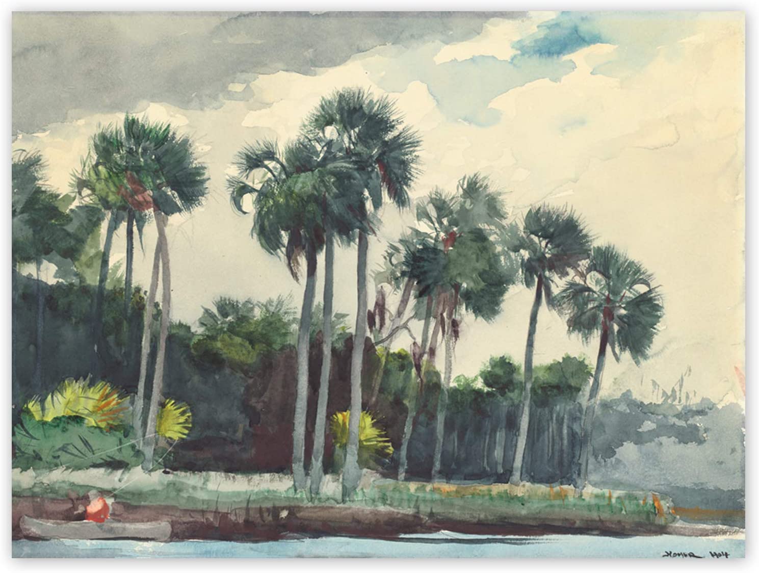 1489x1124 Winslow Homer American Red Shirt Homosassa Florida Art Painting Poster Print: Posters & Prints
