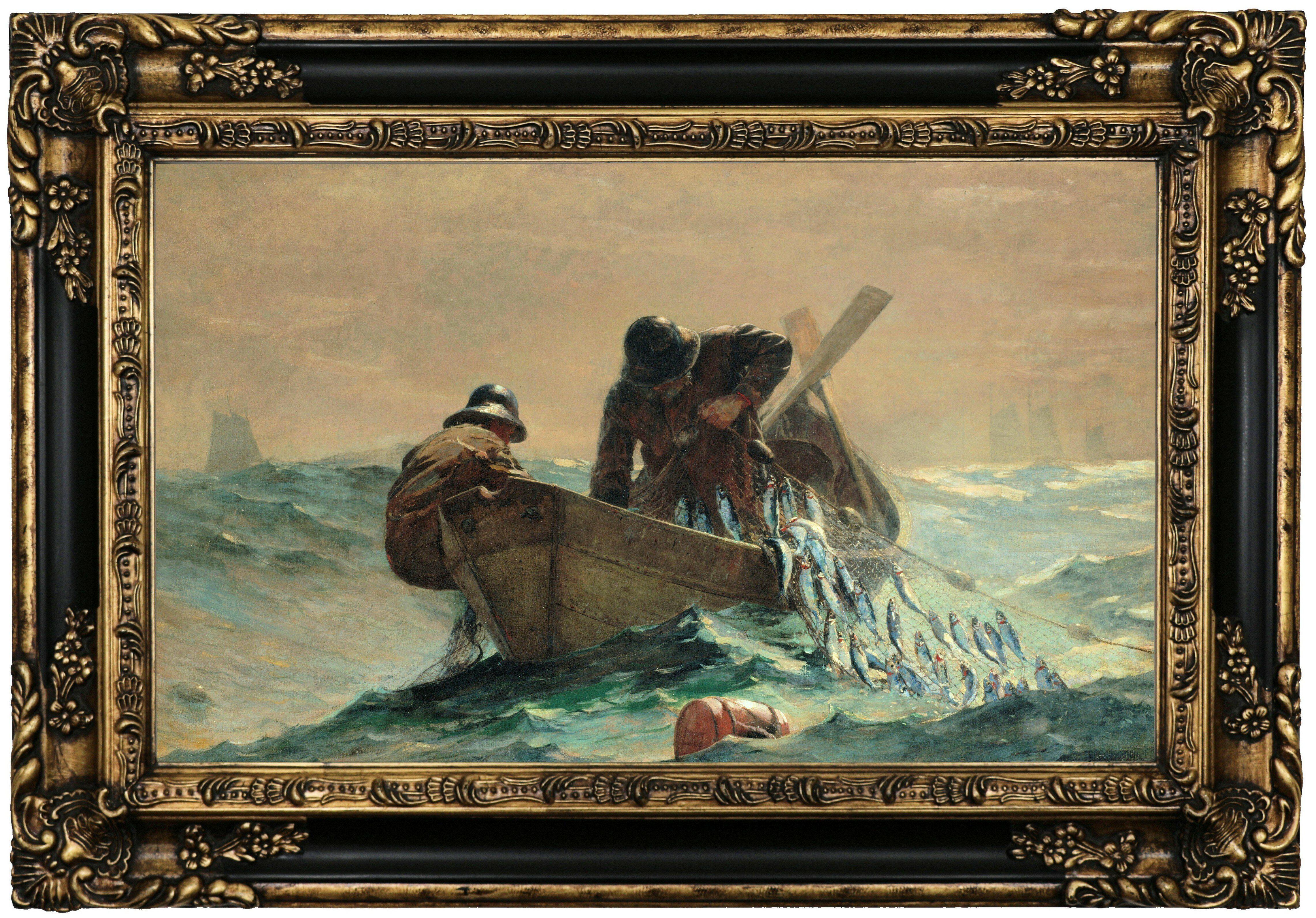 4566x3183 Astoria Grand 'The Herring Net' by Winslow Homer Framed Oil Painting Print on Canvas