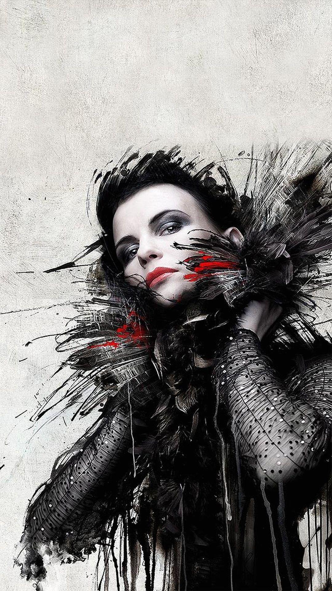 1080x1920 Beautiful Girl Artwork Red And Black Art HD Wallpaper