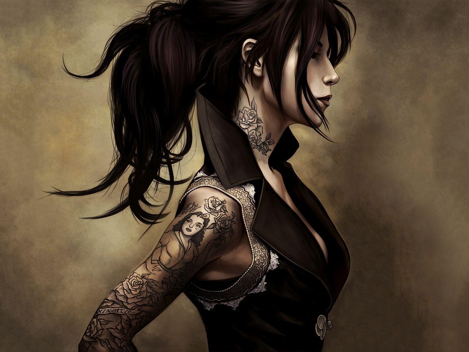 1600x1200 Tattoo girl art wallpaperx1200