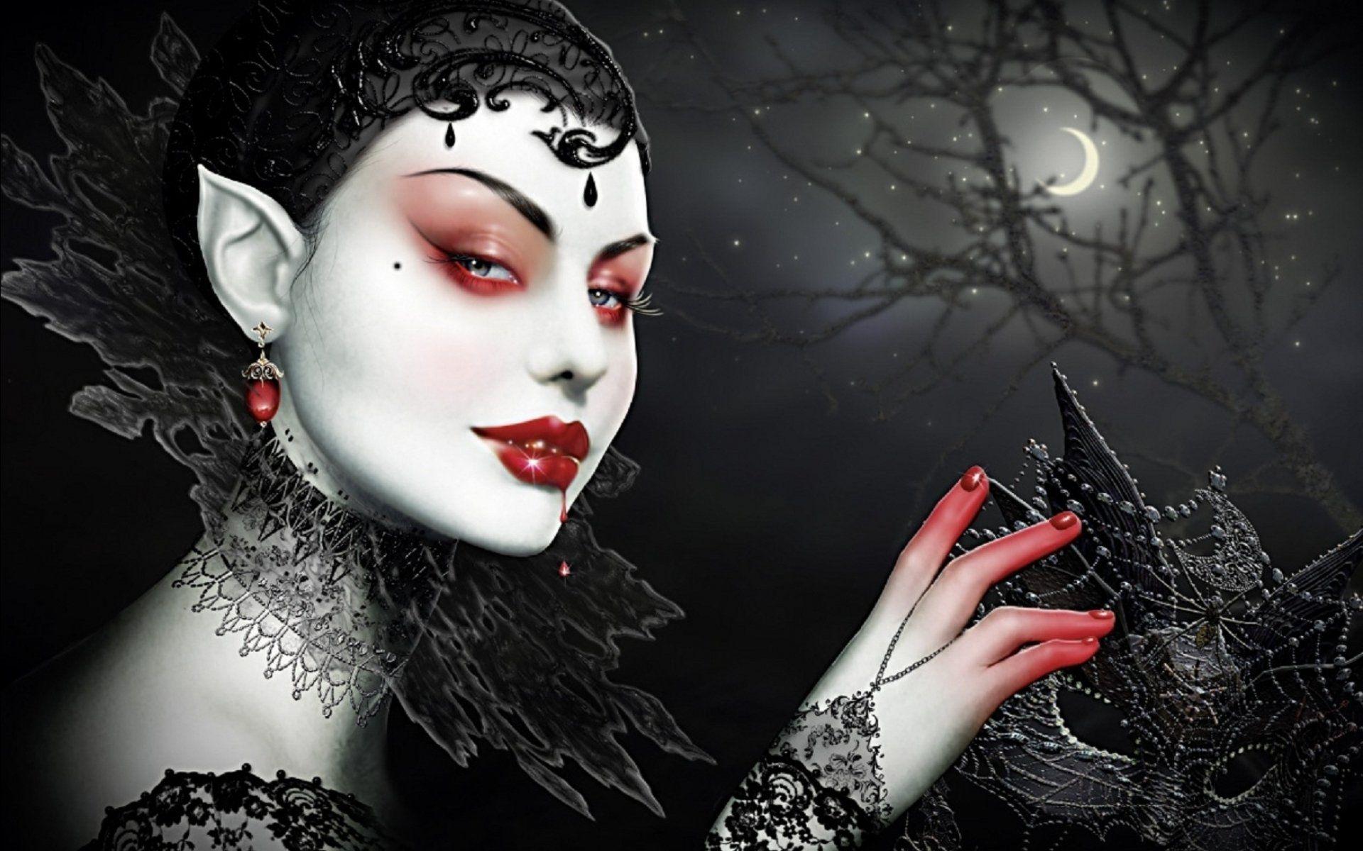 1920x1200 fantasy, Artwork, Art, Dark, Vampire, Gothic, Girl, Girls, Horror, Evil, Blood Wallpaper HD / Desktop and Mobile Background